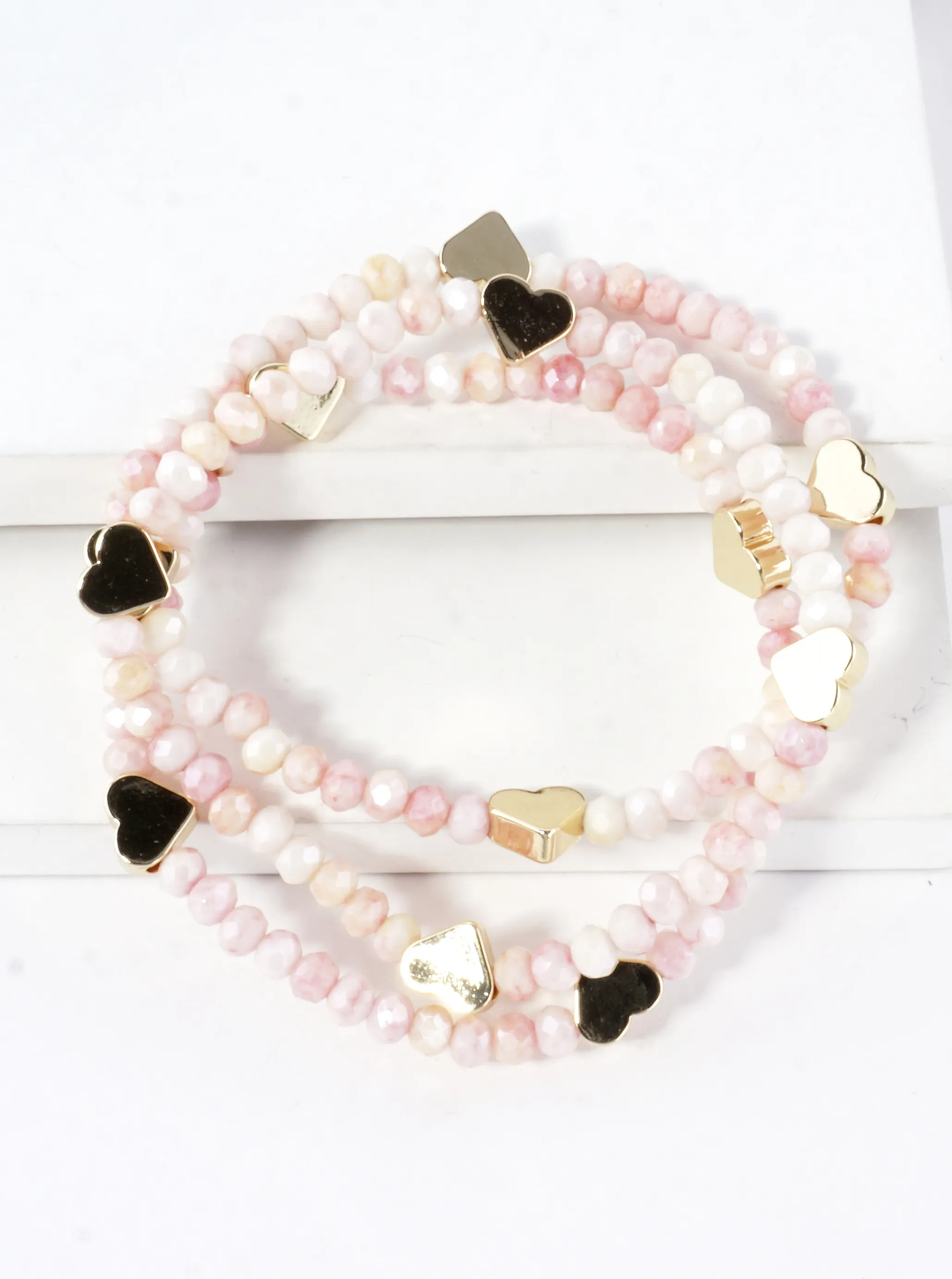 3-PC Set Hearts Stretch Bracelets