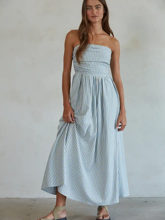Allison Strapless Striped Maxi Dress - Image 3