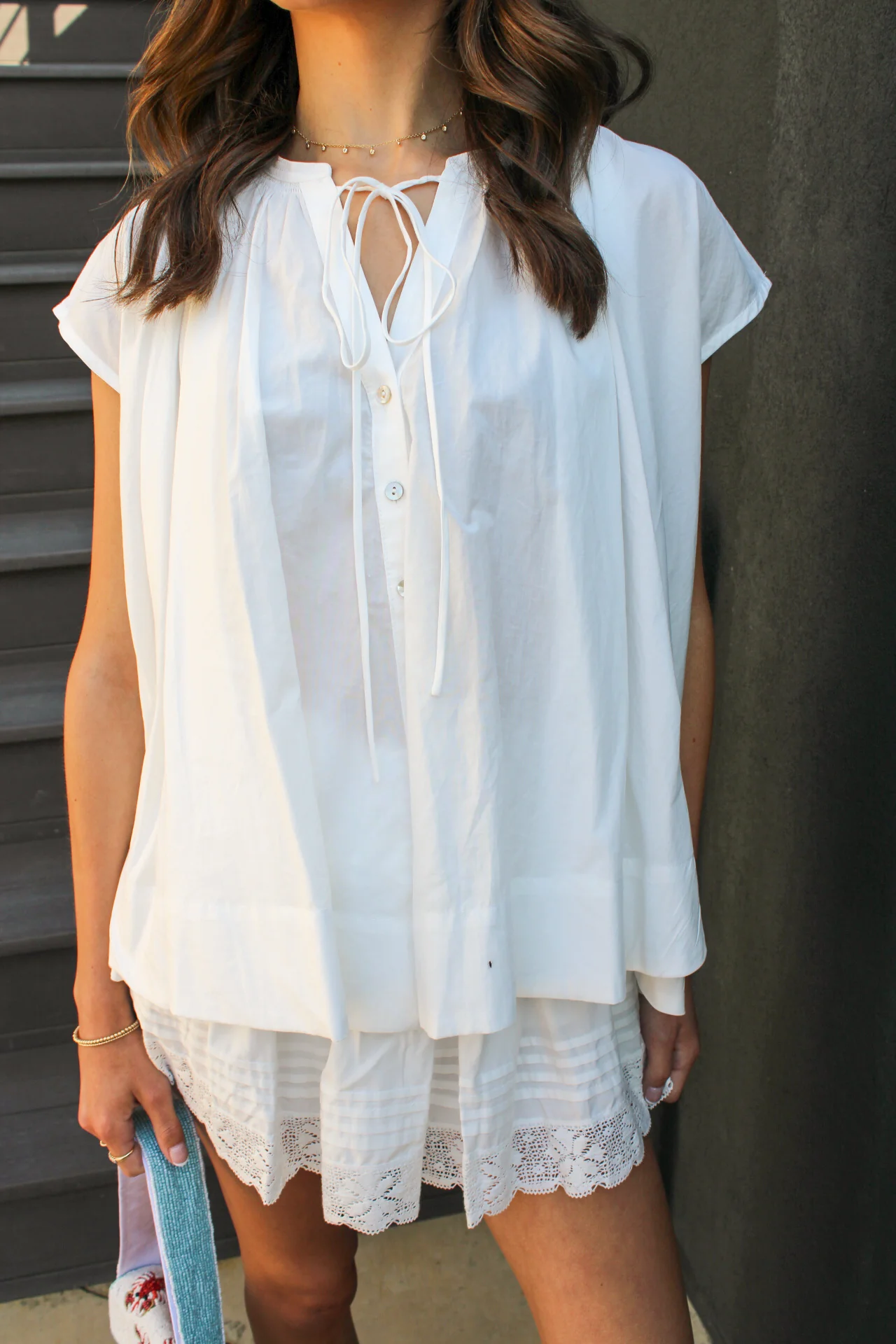 Amara Button Down Cap Sleeve Blouse - Image 2