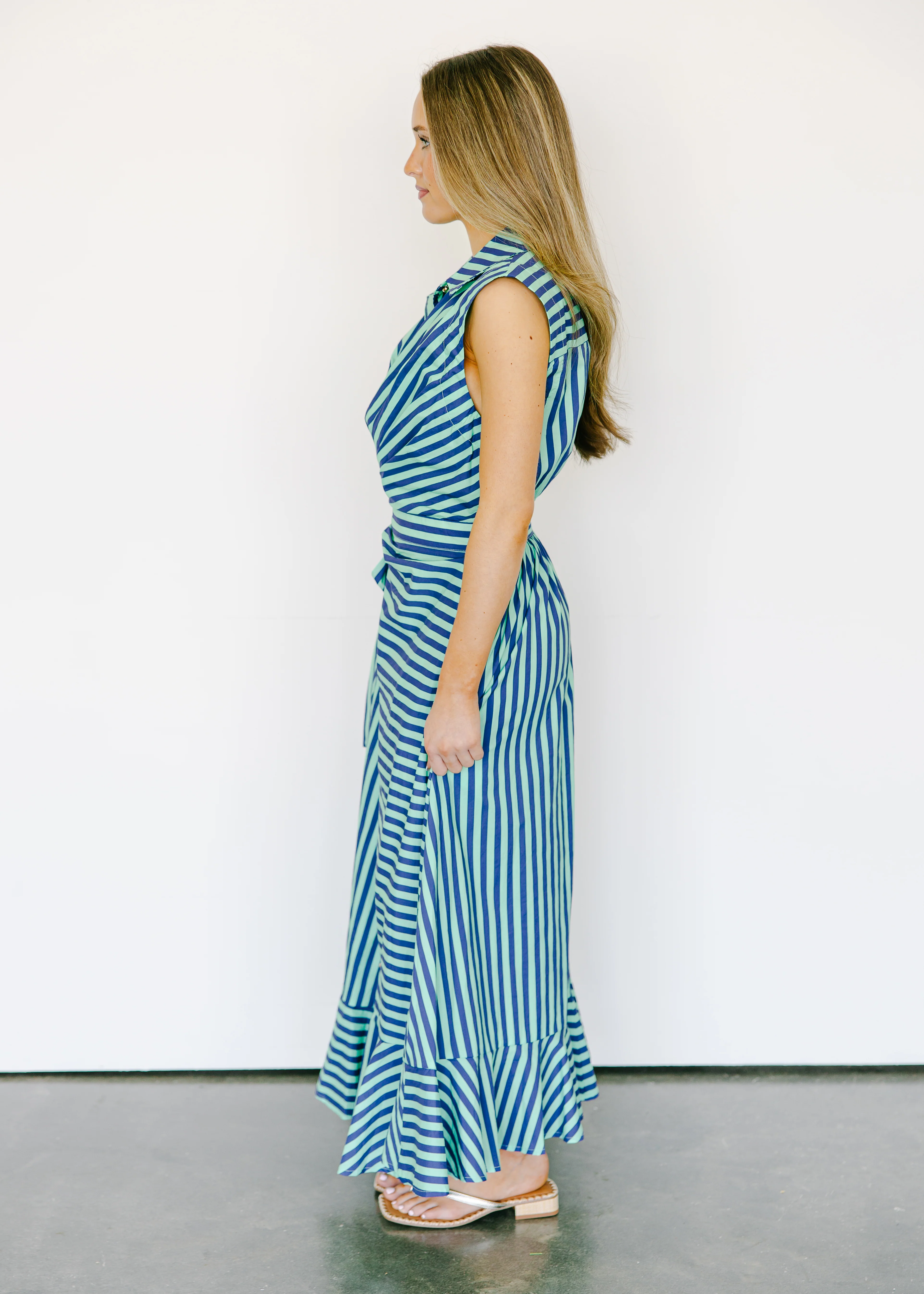 Anika Striped Tie Waist Midi Dress - Image 7