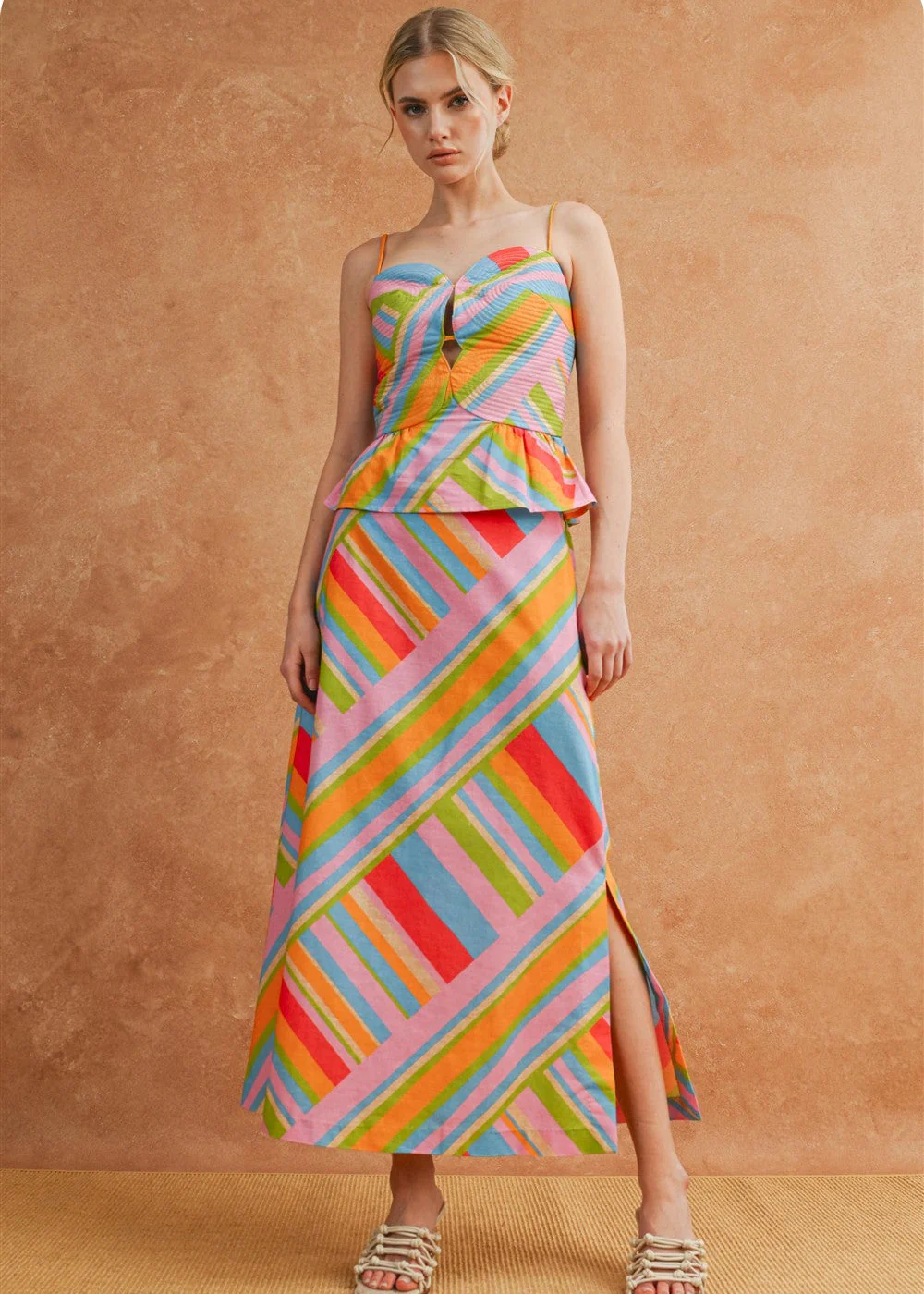 Bianca Printed Top and Maxi Skirt Set