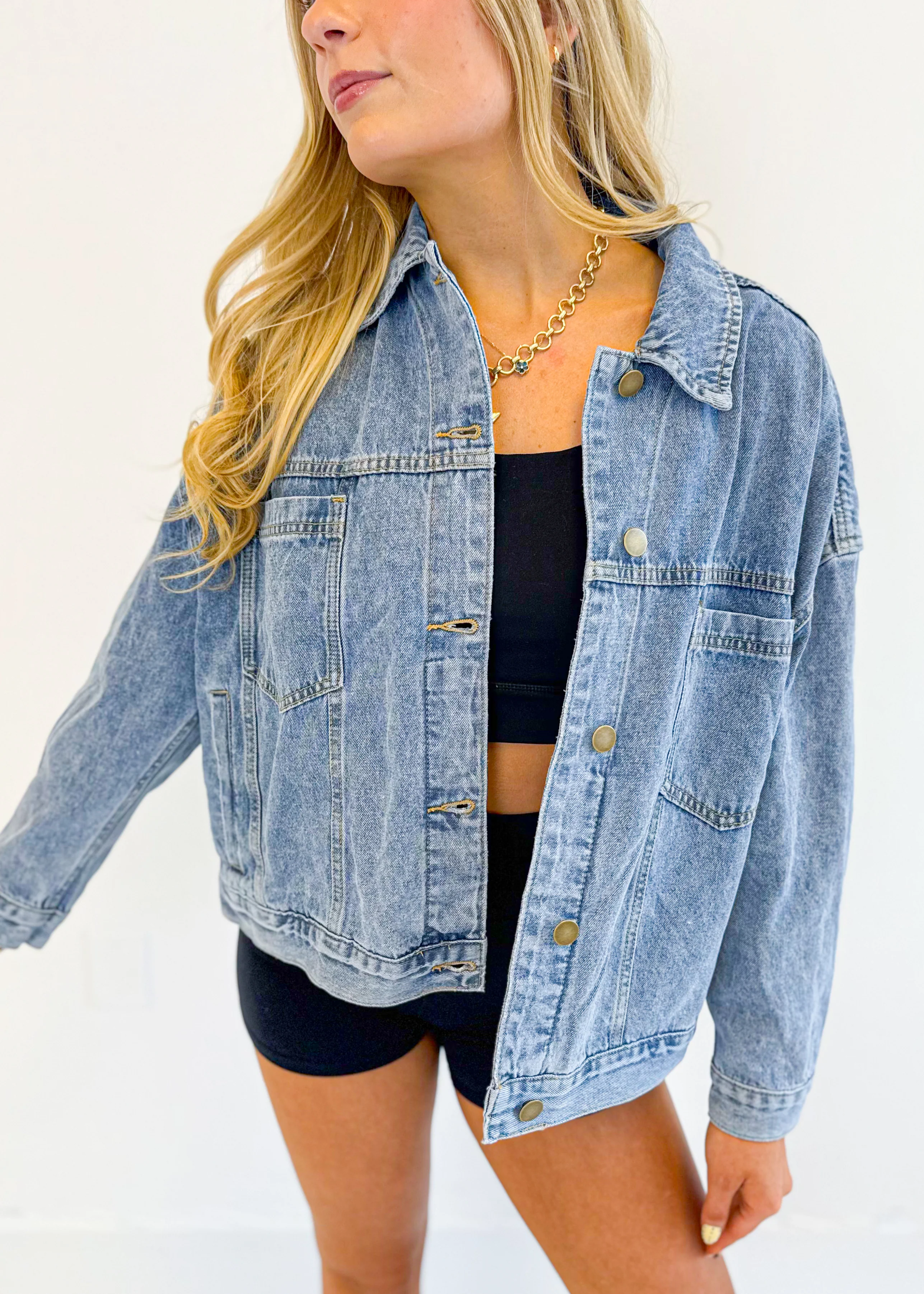Boxy Denim Trucker Jacket - Image 4
