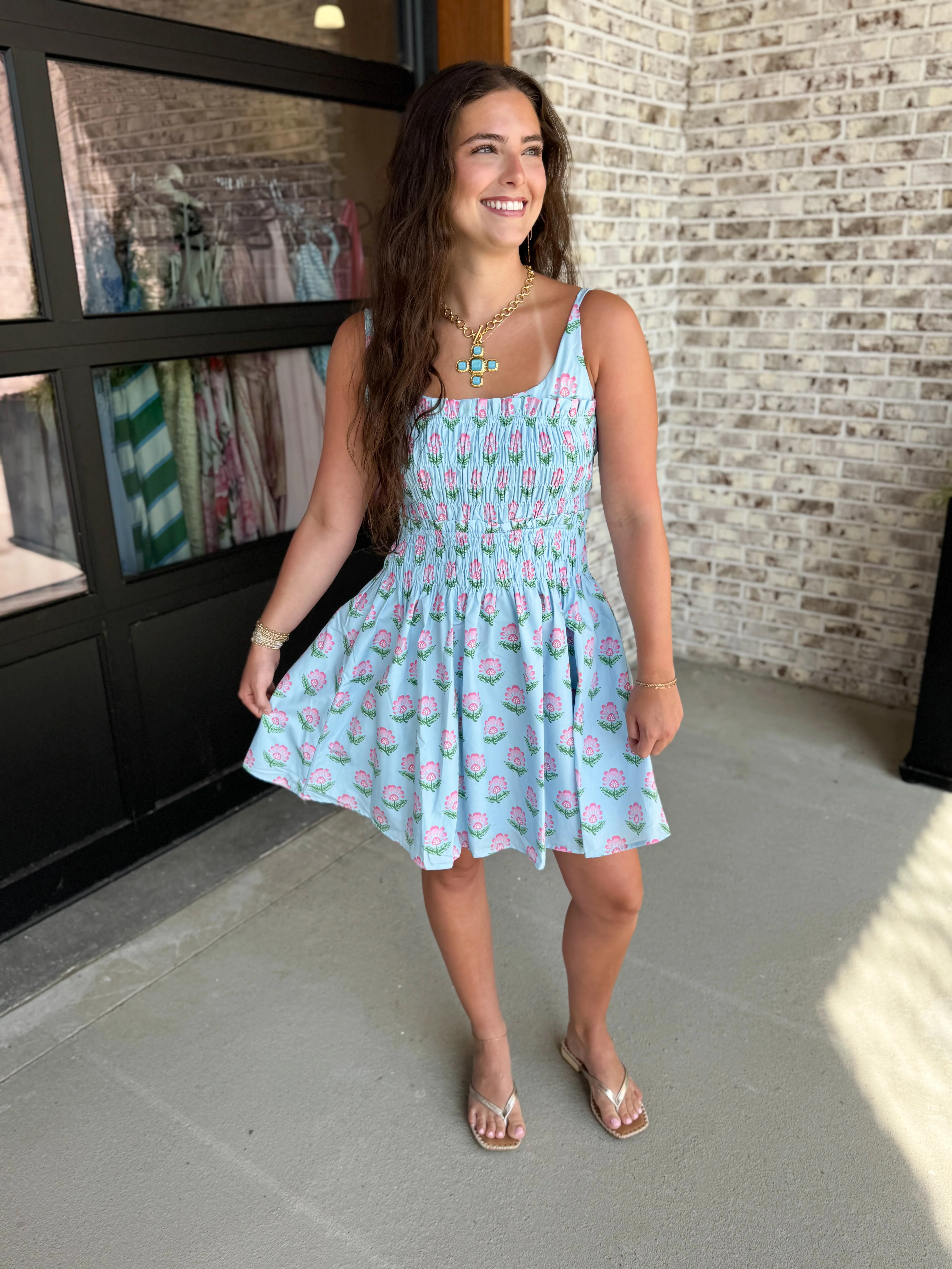 Calla Floral Smocked Mini Dress