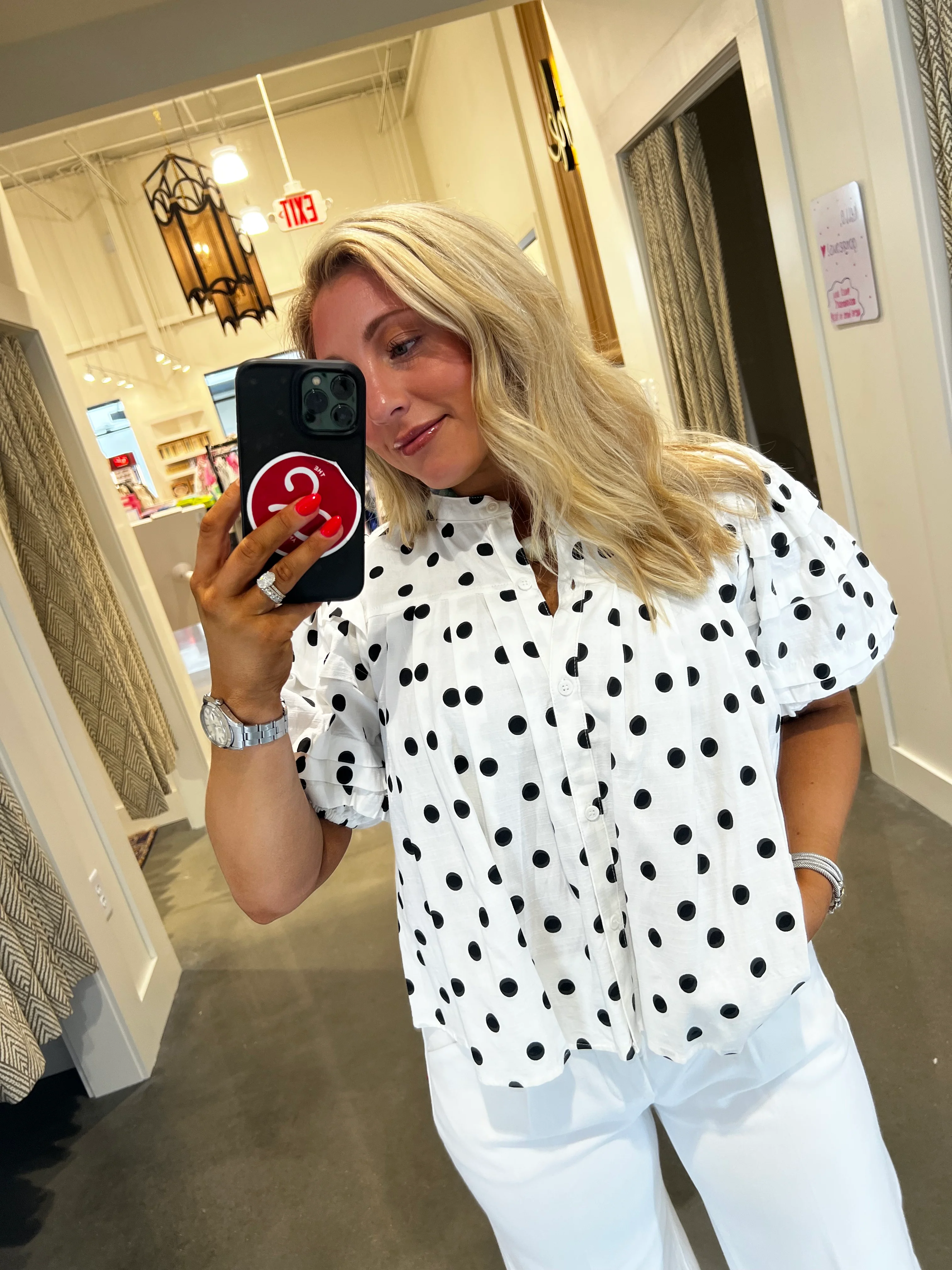 Lila Polka Dot Button-Down Top - Image 3