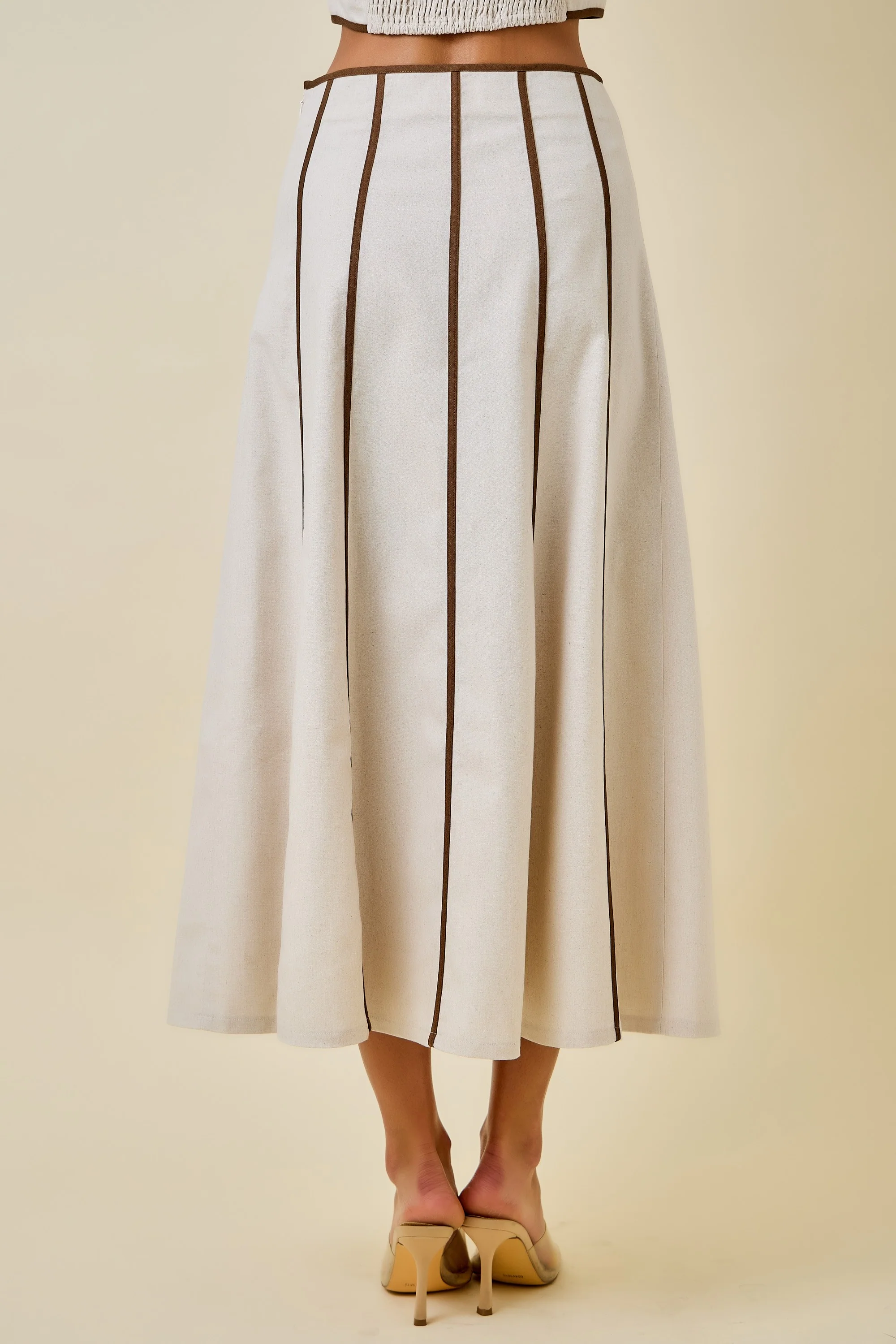 Chloe Contrast Piped Midi Skirt