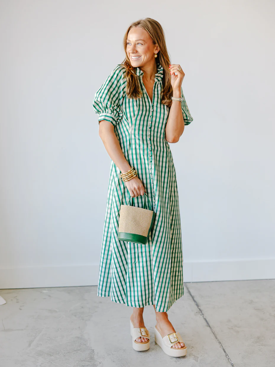 Clara Gingham Check Midi Dress - Image 3