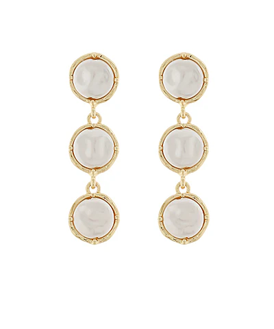 Coin Pearl 3 Drop Earrings