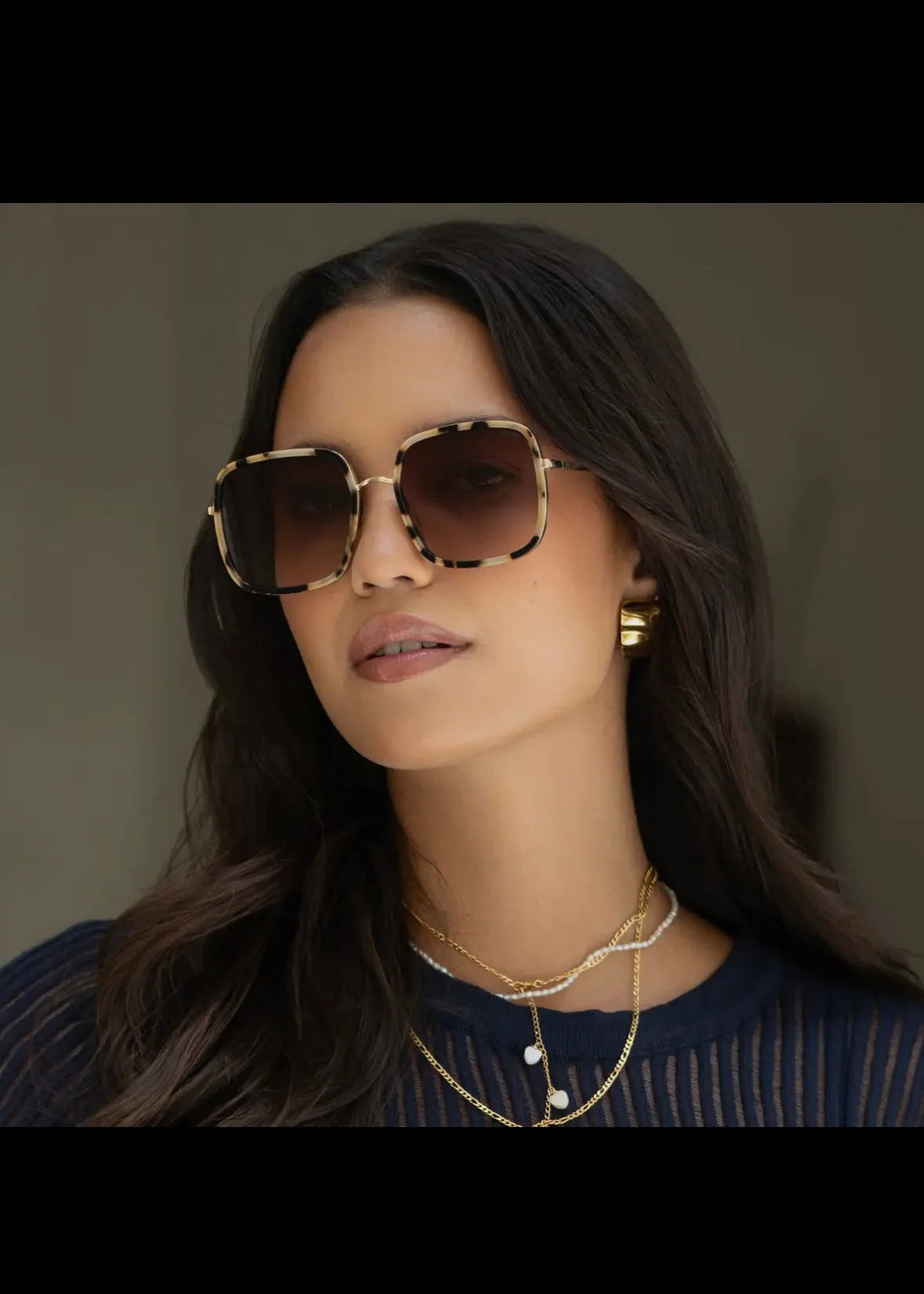 Cosmo Acetate Square Sunglasses-Milky Tortoise - Image 2