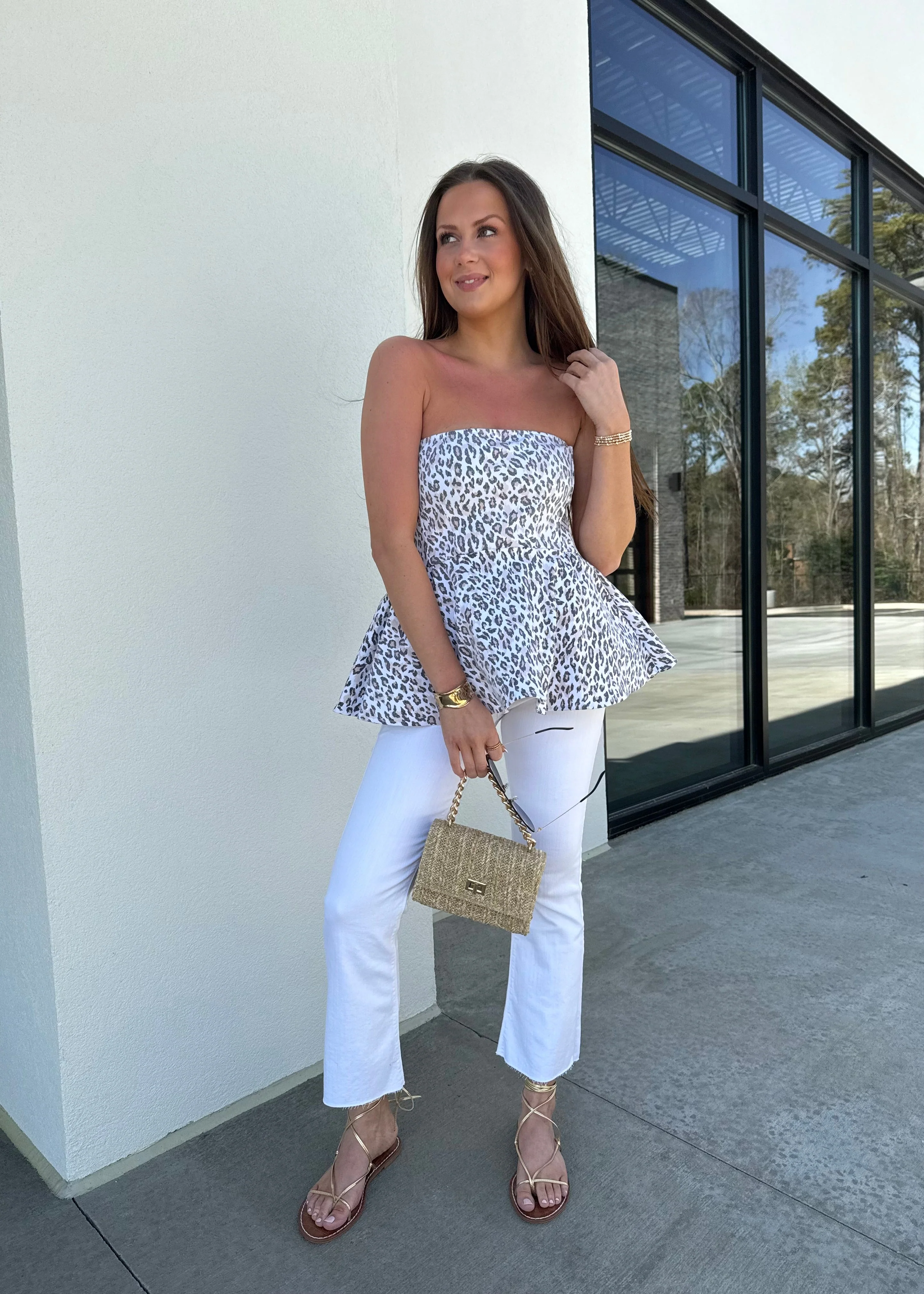 Cropped Denim Flare Jeans - Image 11