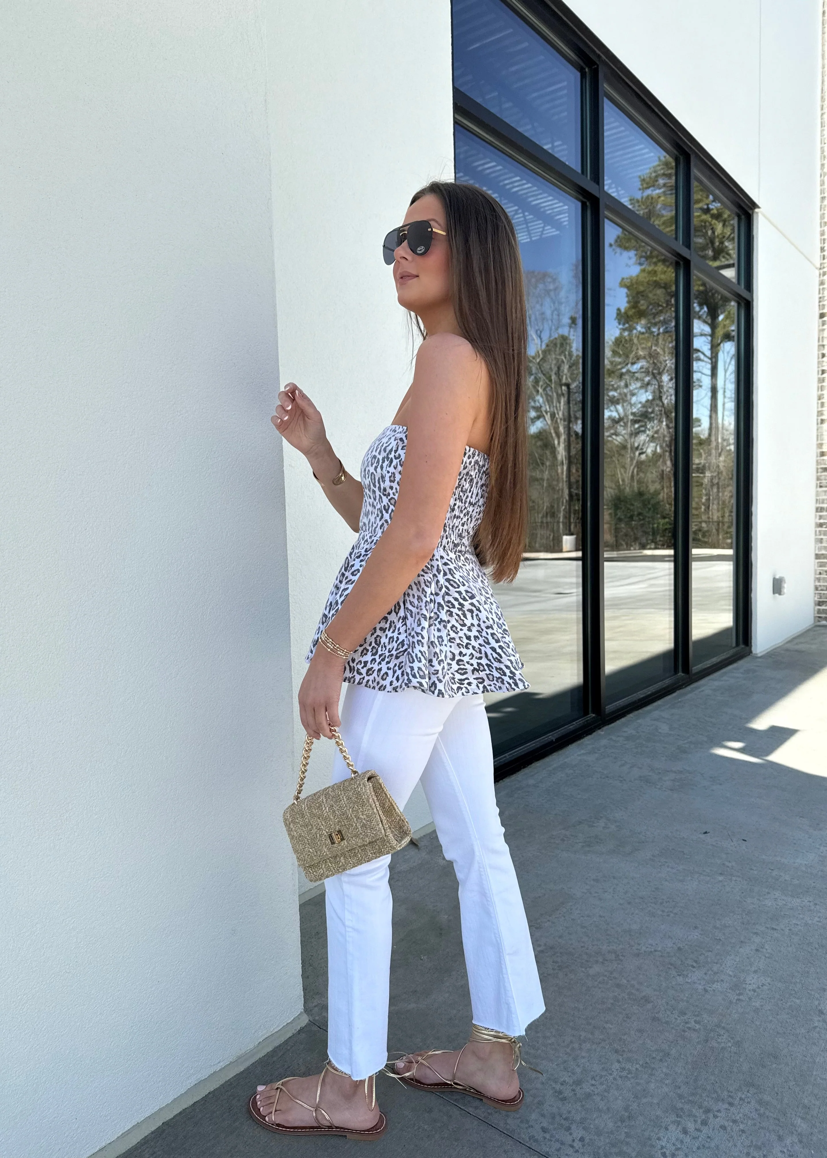 Cropped Denim Flare Jeans - Image 15