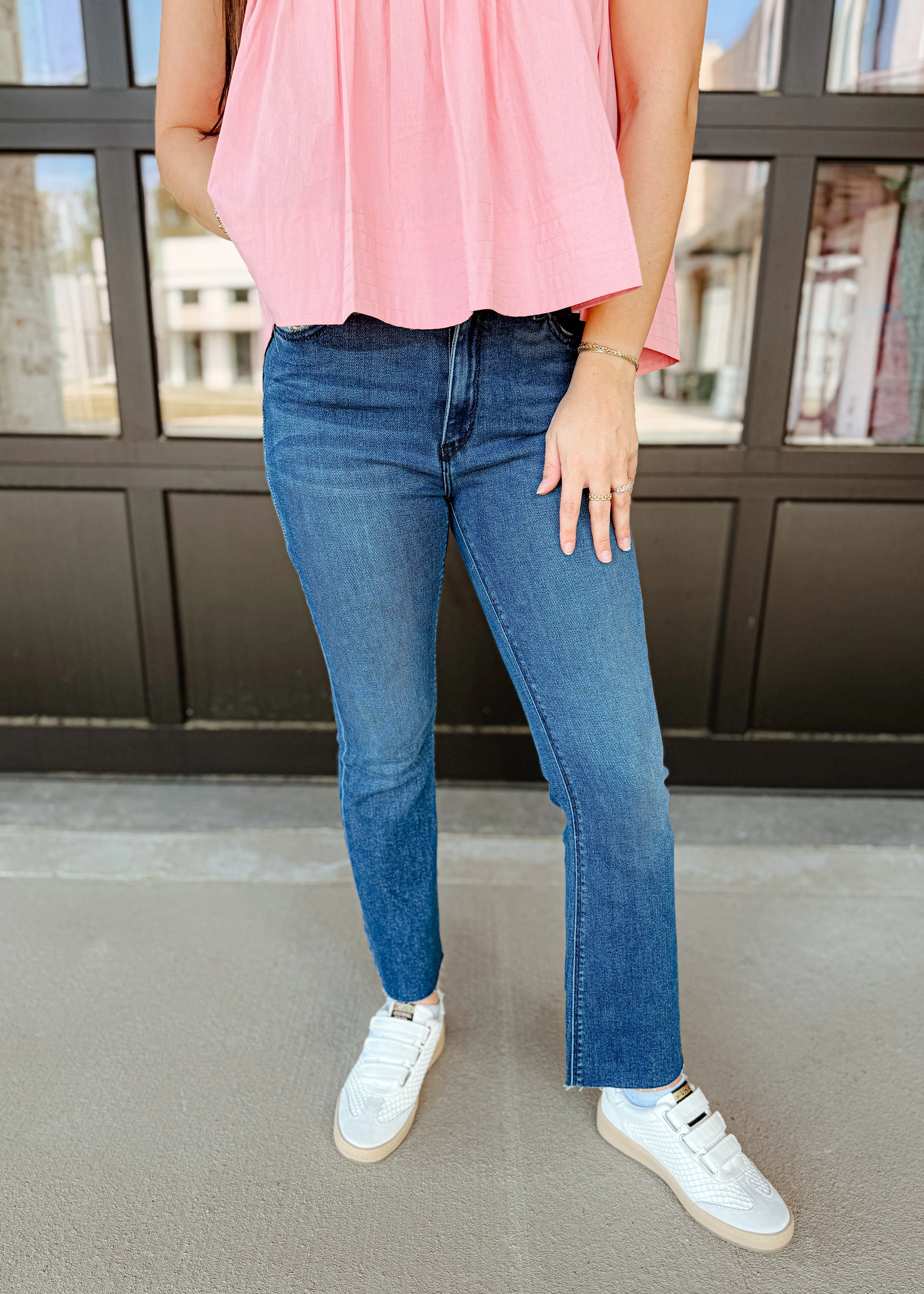 Cropped Denim Flare Jeans - Image 17