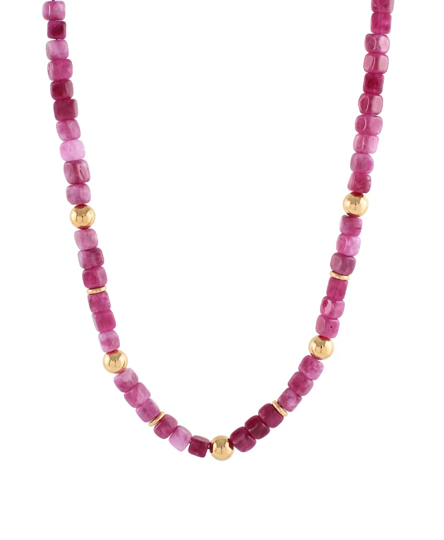 Cube Marble Stone & CCB Ball Necklace - Image 3