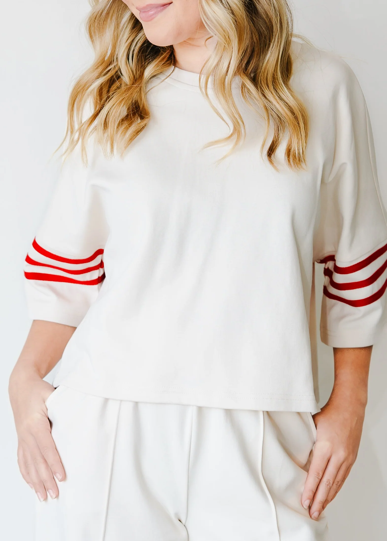 Dakota Stripe Sleeve Lounge Top - Image 2