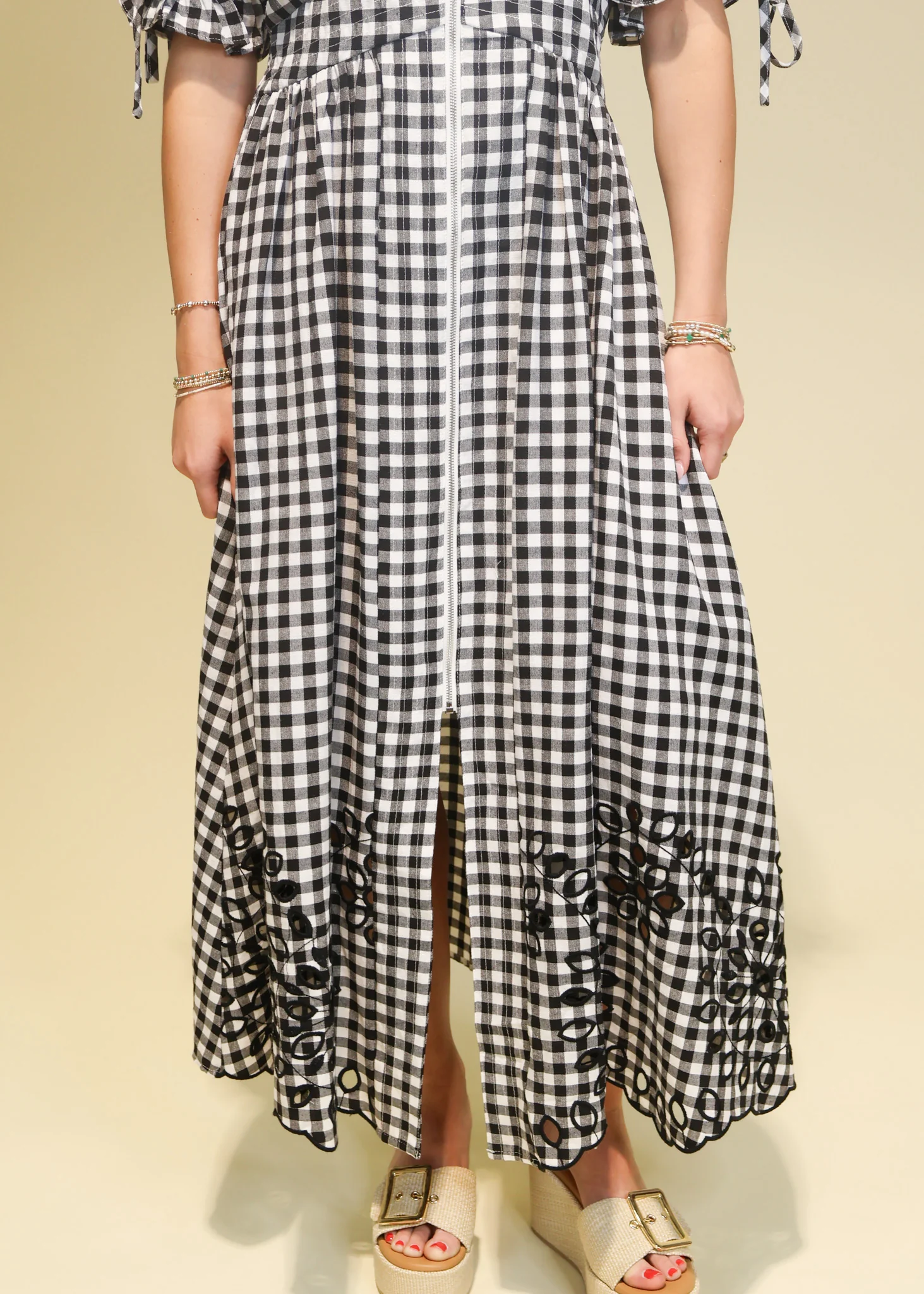 Darcy Gingham Eyelet Midi Dress - Image 5
