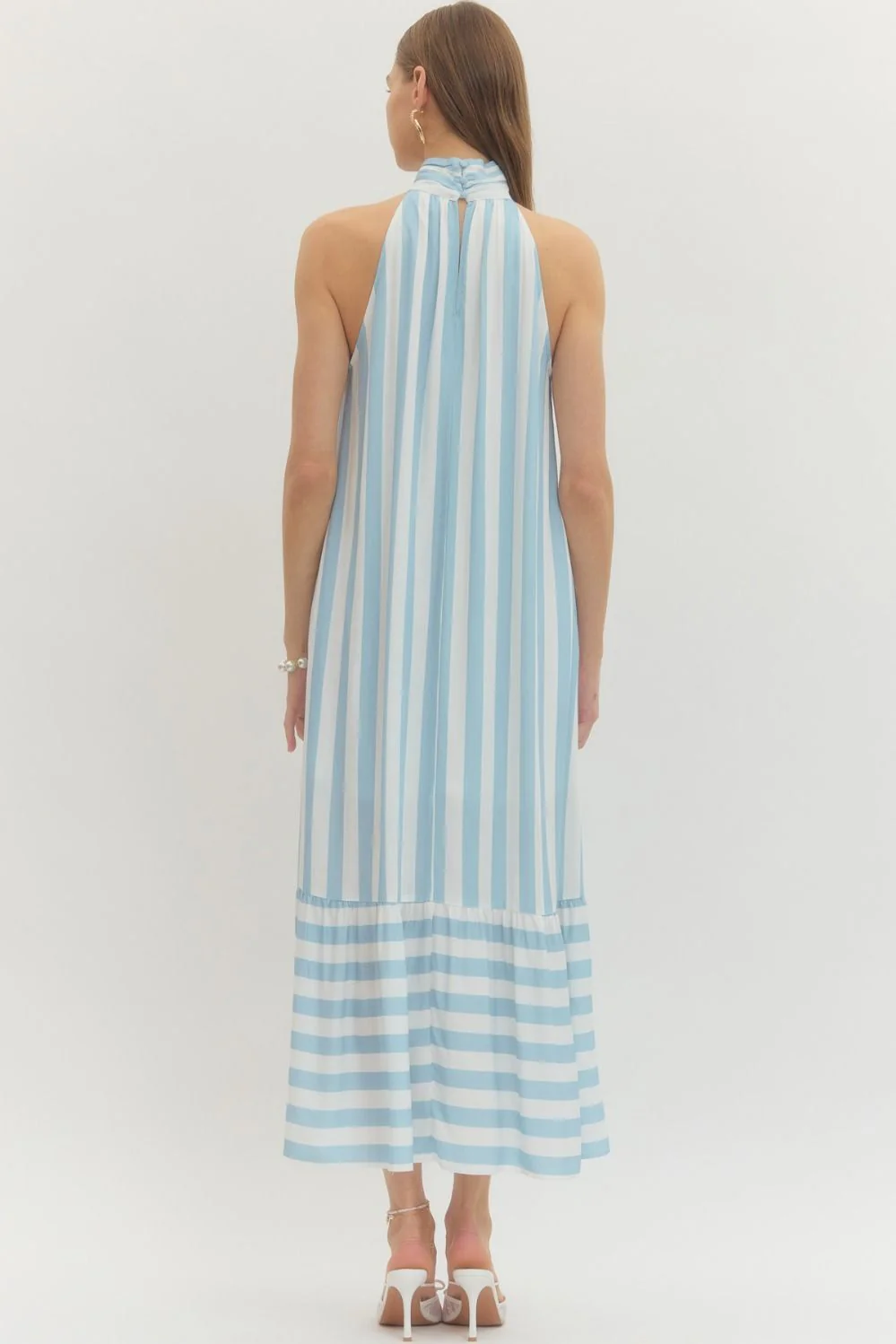 Delphi Stripe Halter Midi Dress - Image 6