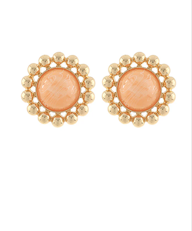 Dome Shape Stone Earrings - Image 2