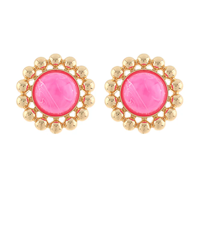 Dome Shape Stone Earrings - Image 3