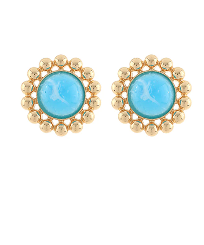 Dome Shape Stone Earrings - Image 4