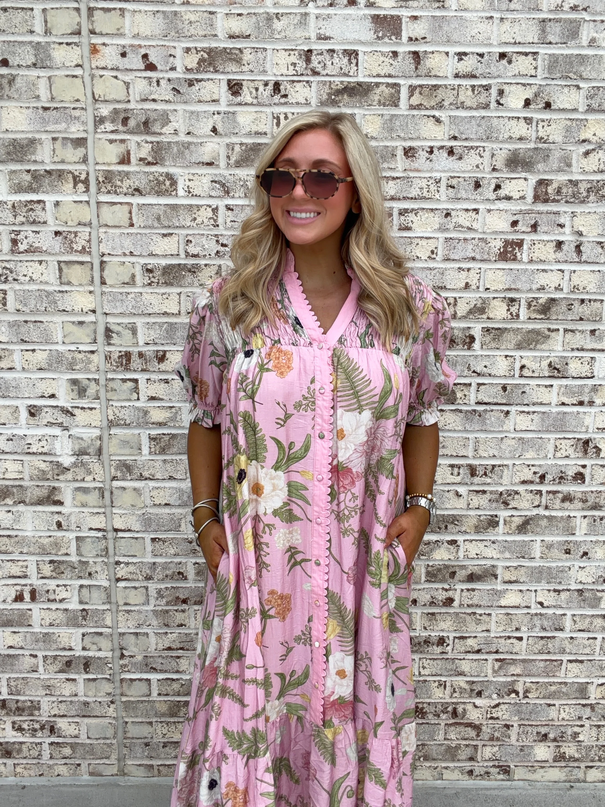 Eden Bloom Button Front Midi Dress - Image 3