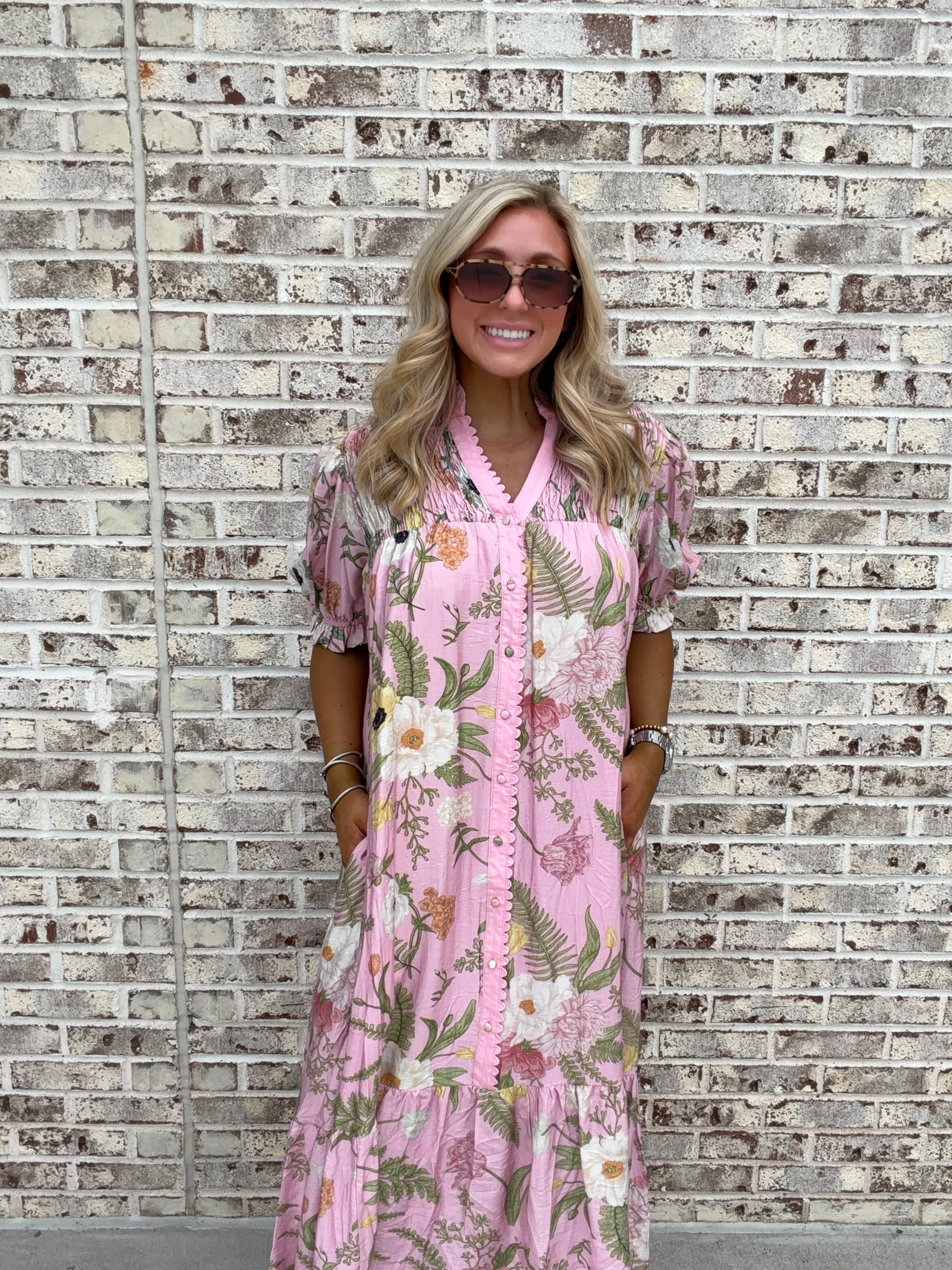 Eden Bloom Button Front Midi Dress - Image 4