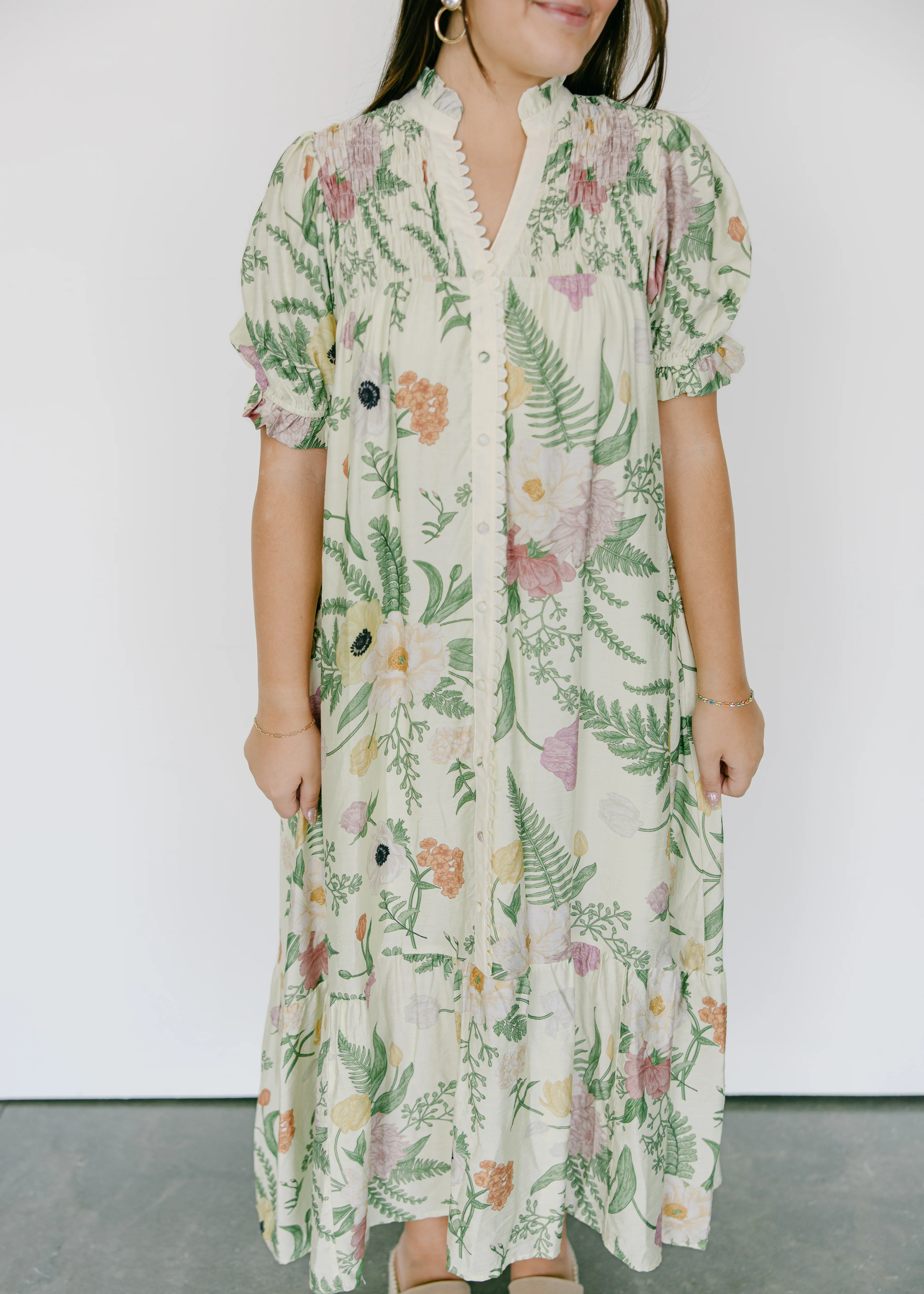 Eden Bloom Button Front Midi Dress - Image 5