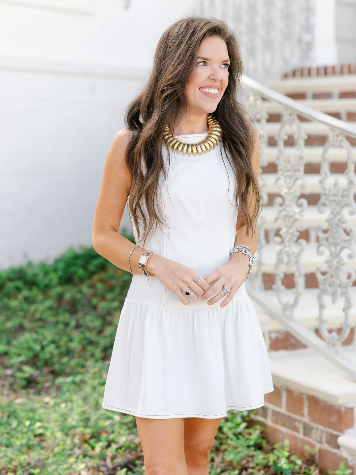 Ella Boat Neck Denim Dress - Image 3
