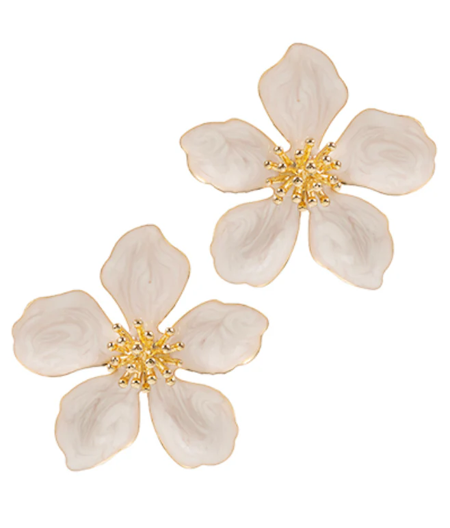 Elodie Flower Pearlized Enamel Earrings - Image 3
