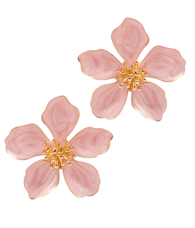 Elodie Flower Pearlized Enamel Earrings - Image 4