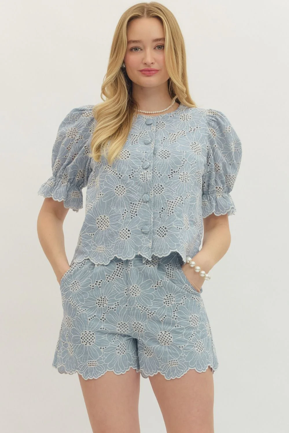 Elodie Lace Puff Sleeve Top - Image 12