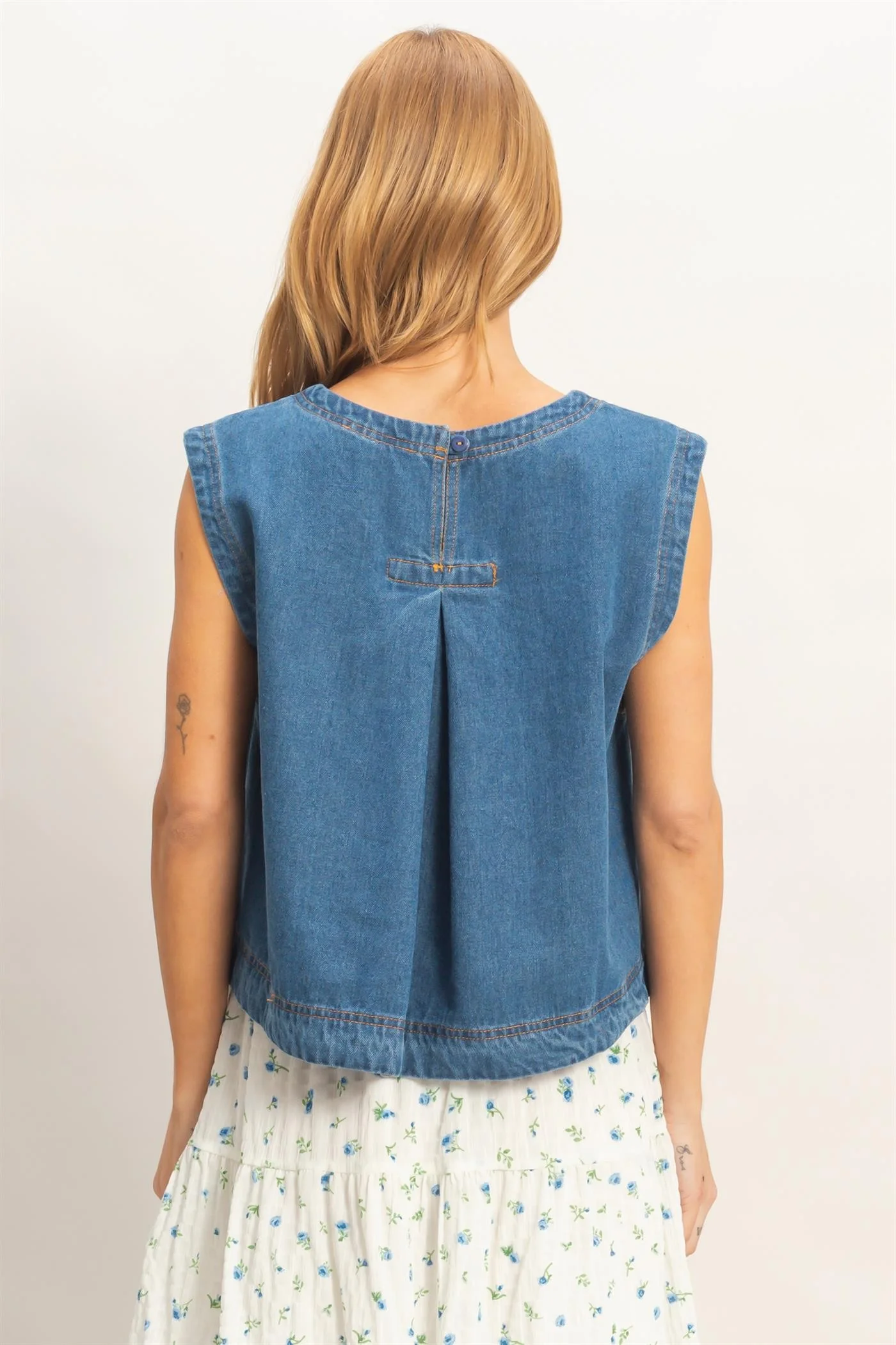 Erica Sleeveless Denim Top - Image 3