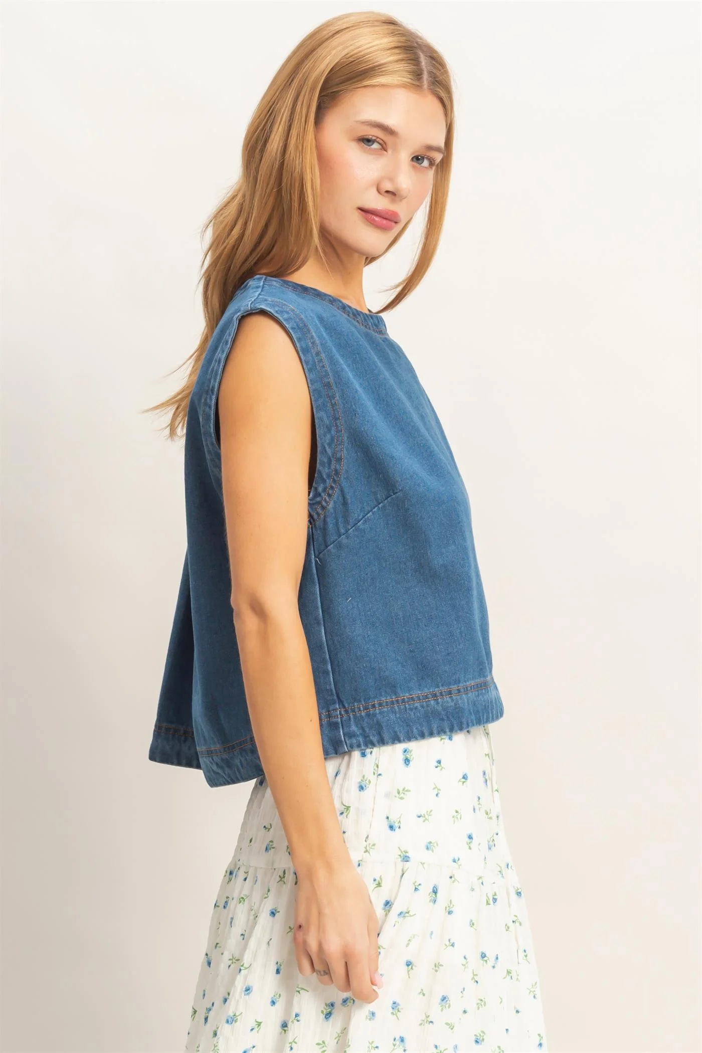 Erica Sleeveless Denim Top - Image 4
