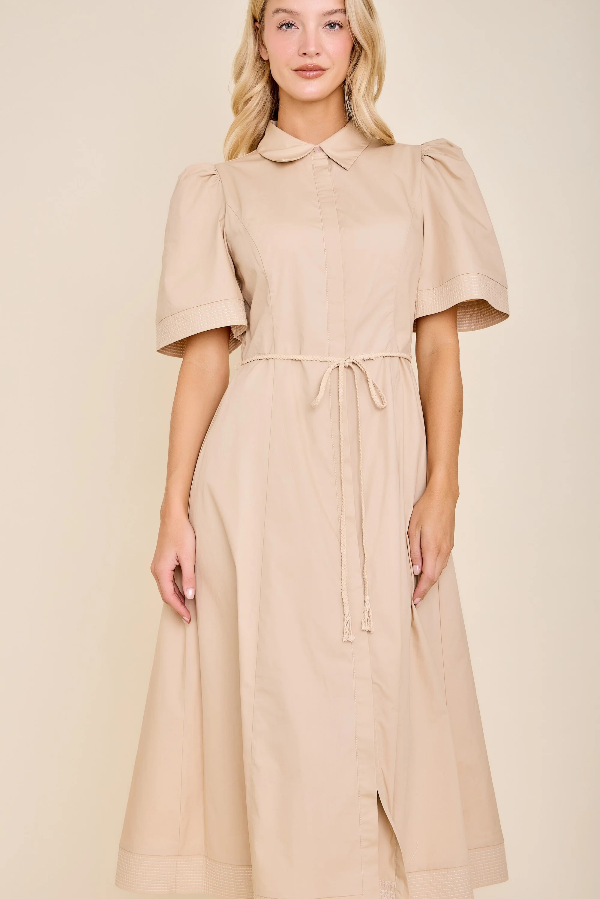 Evelyn Tie Waist Collar Dress - Image 2