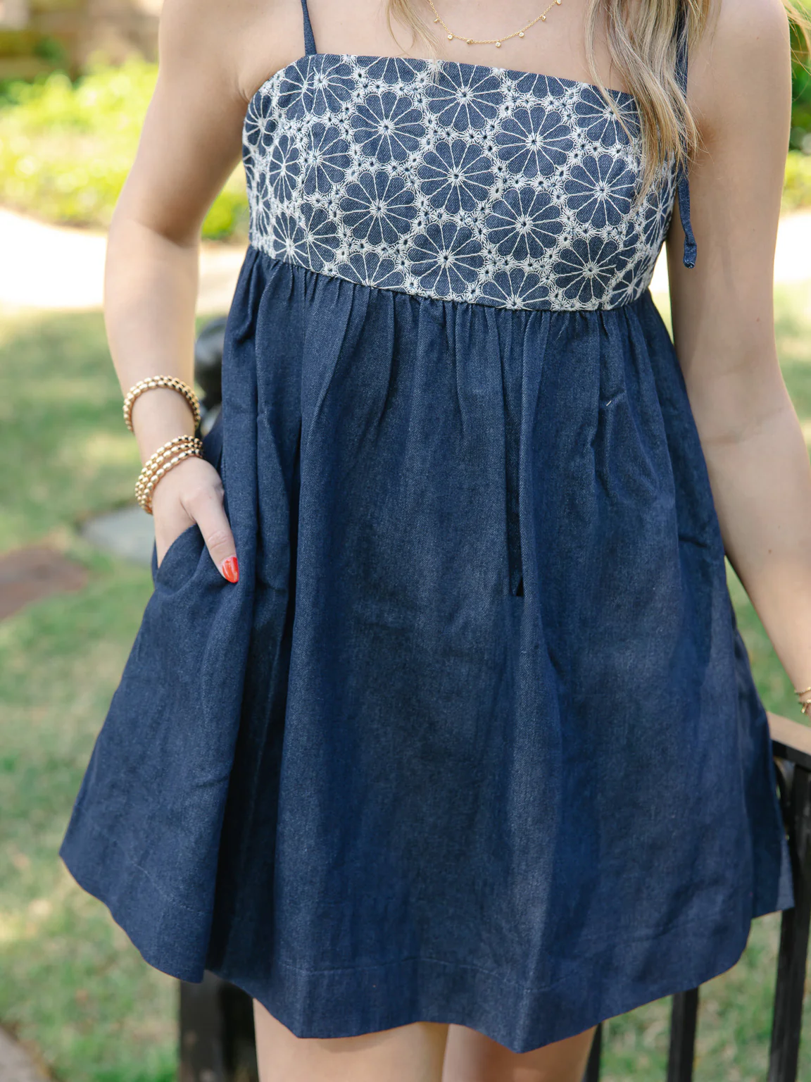 Tiara Eyelet Denim Dress - Image 2