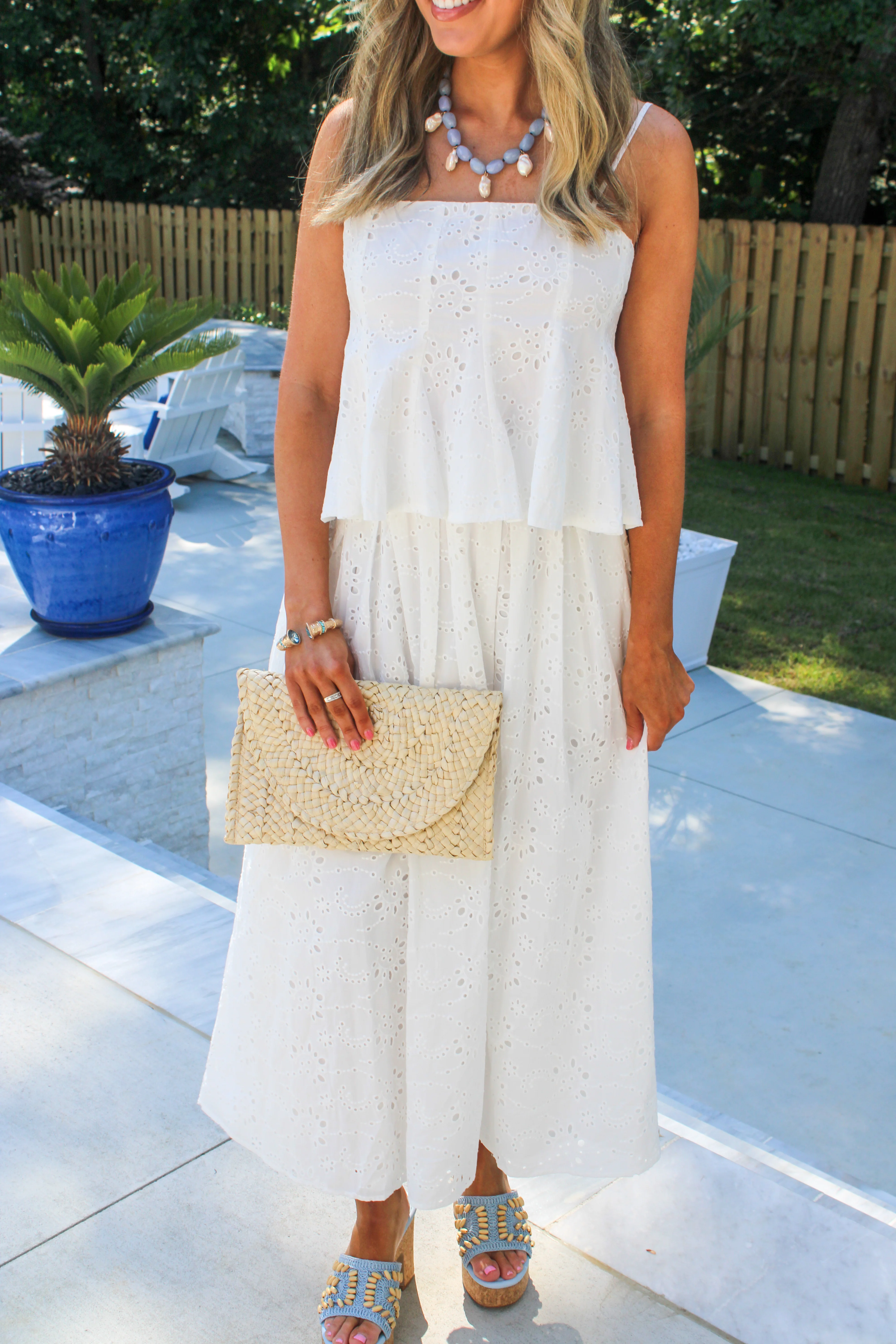 Eyelet Peplum Cami and Pleated Flare Midi Skirt - Image 2