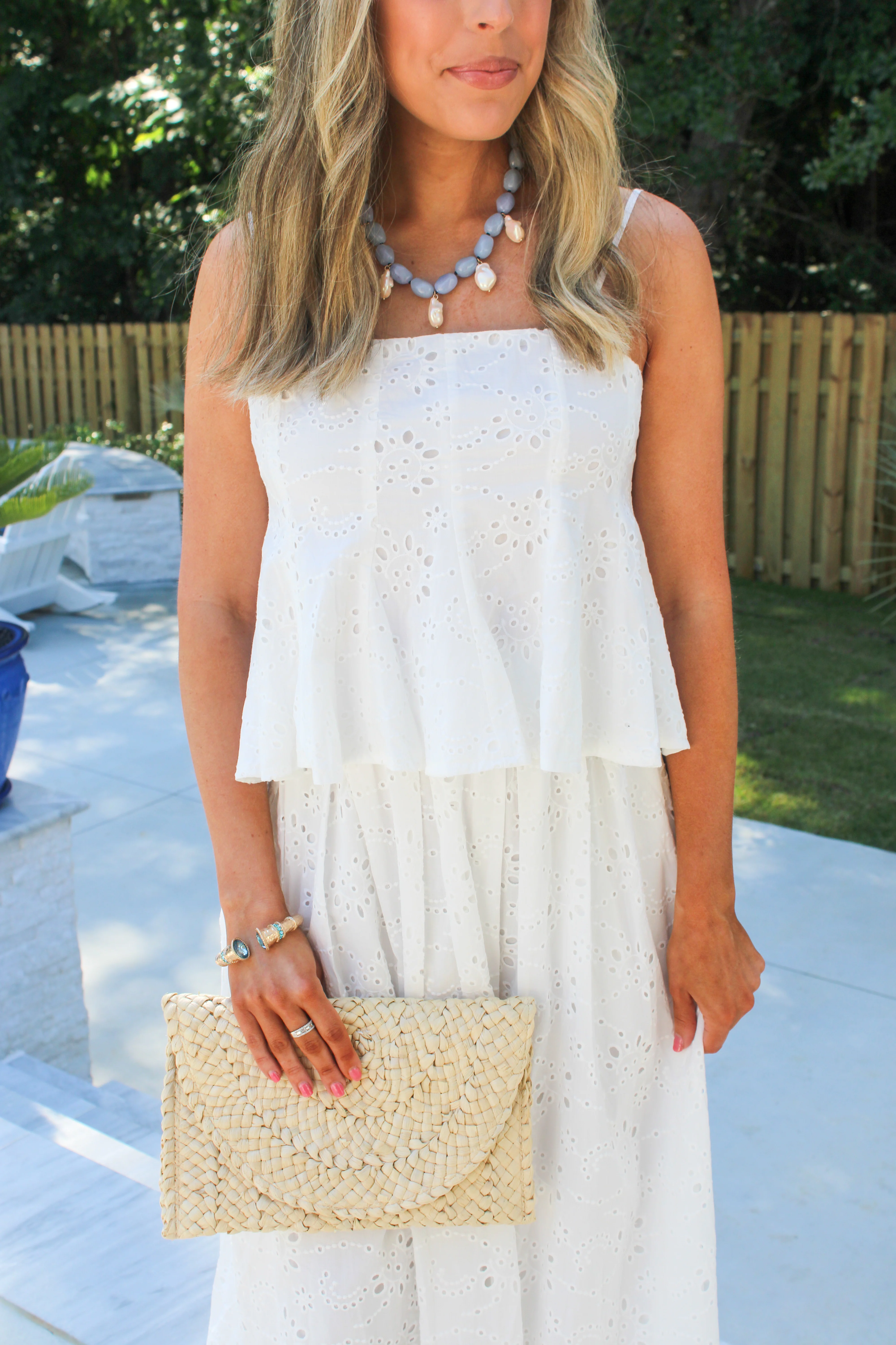 Eyelet Peplum Cami and Pleated Flare Midi Skirt - Image 3