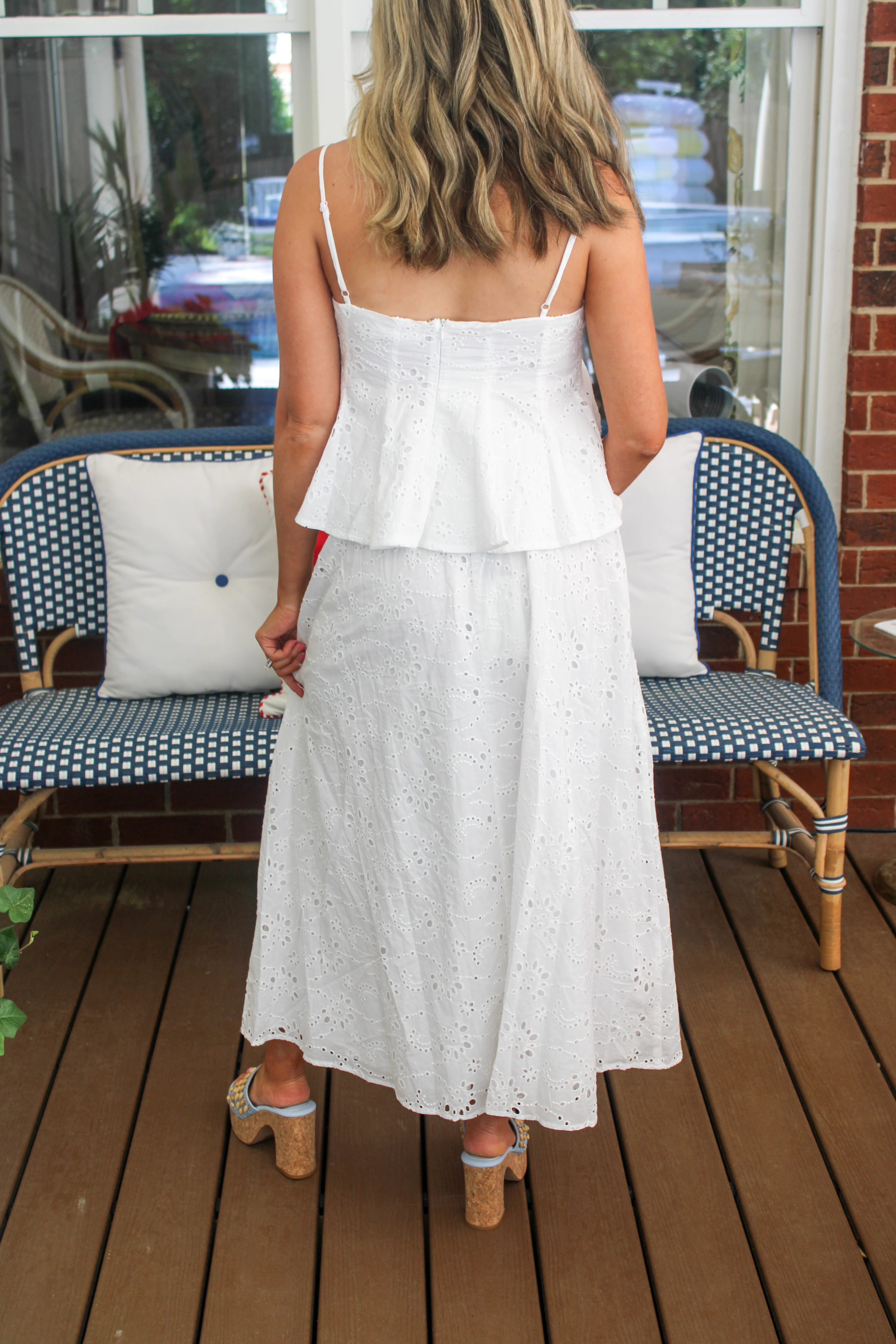 Eyelet Peplum Cami and Pleated Flare Midi Skirt - Image 5