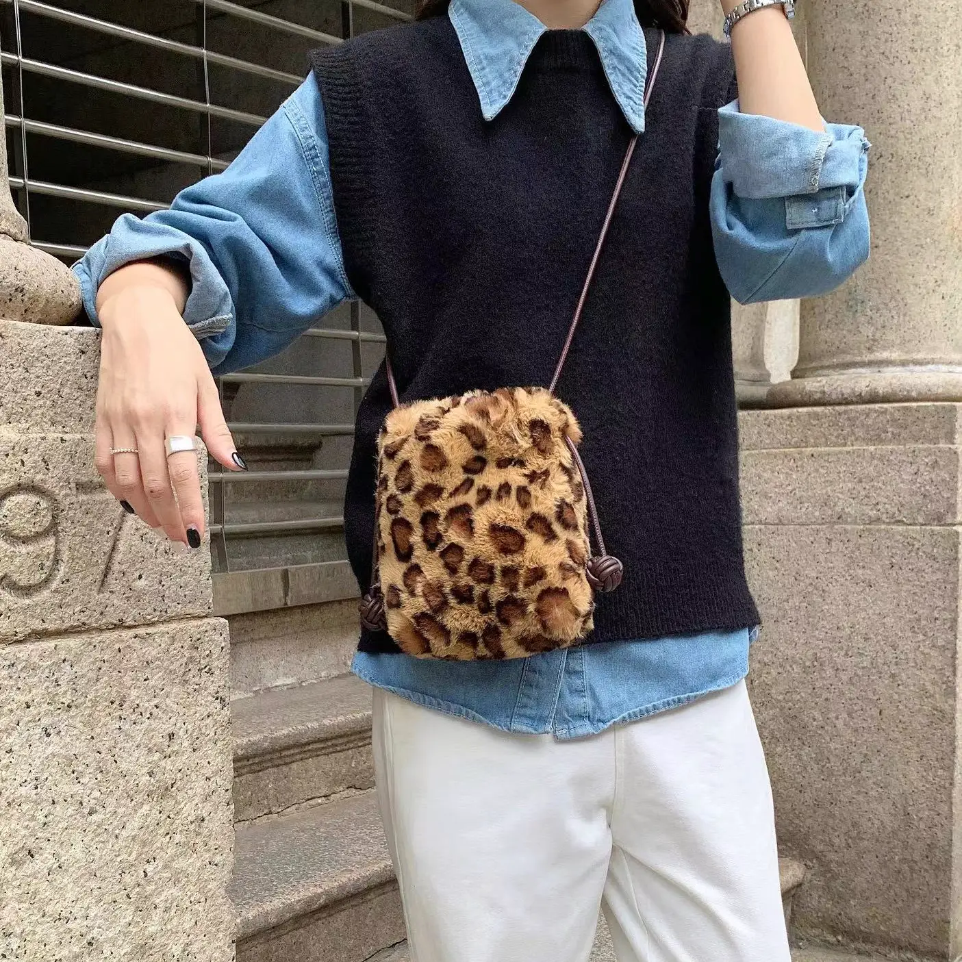 Faux Fur Crossbody Bag - Image 2