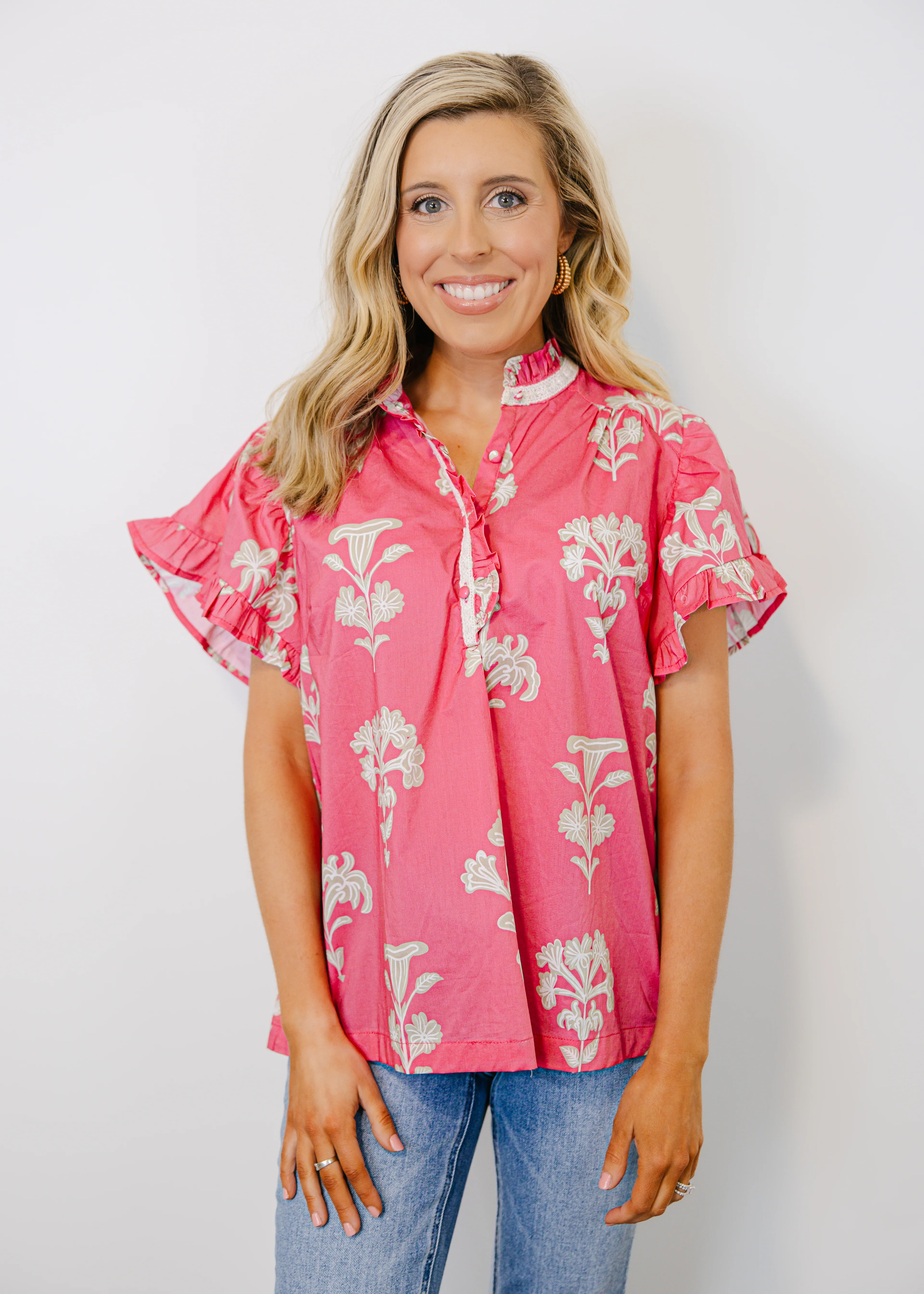 Hallie Floral Ruffle Sleeve Top - Image 3