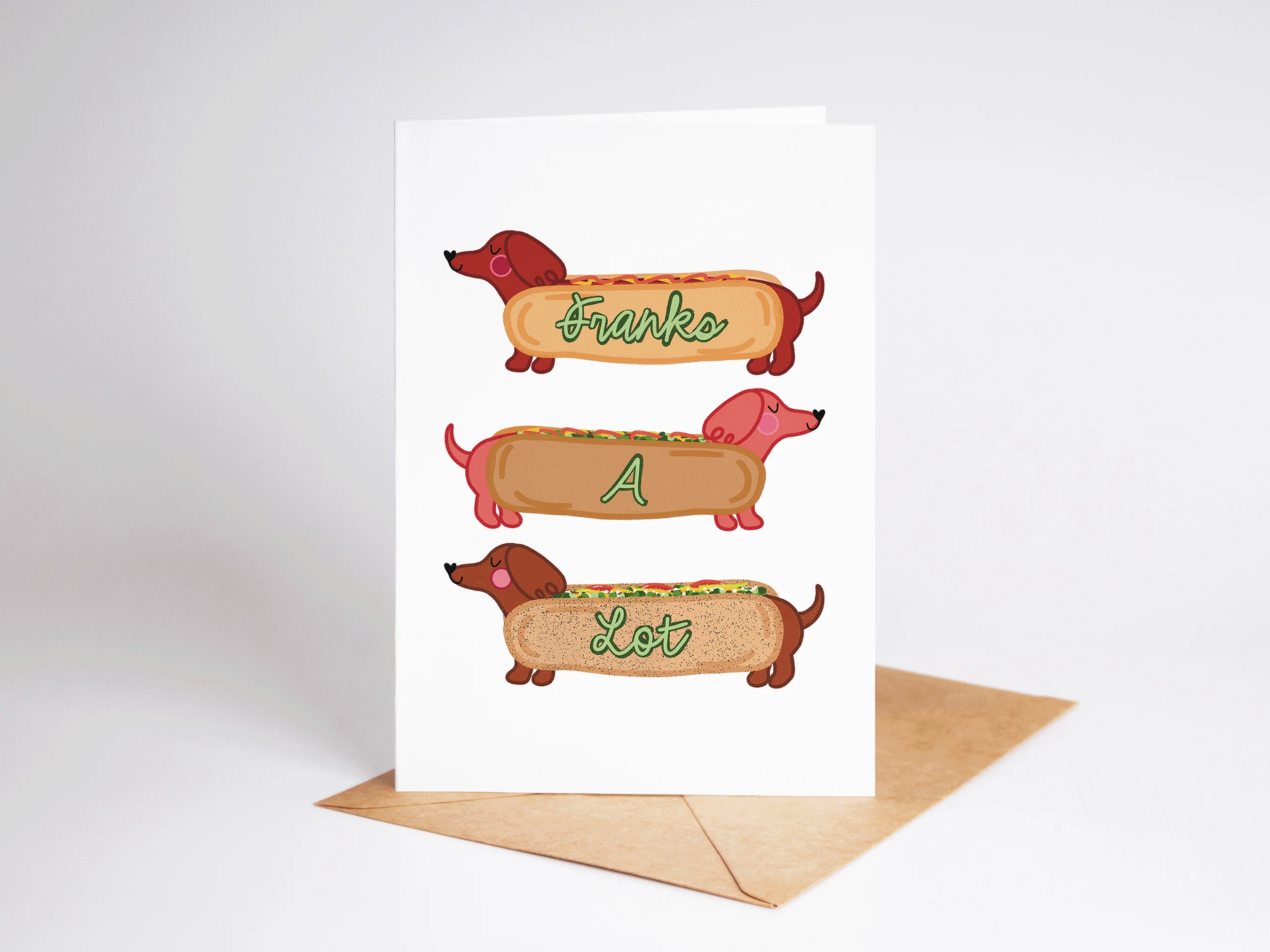 Franks A Lot Hot Dog Dachshund Weenie Dog Greeting Card - Image 3