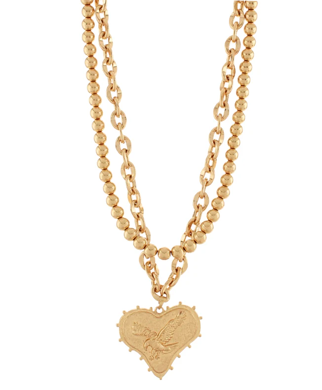Gameday Layered Football Heart Necklace - Image 2