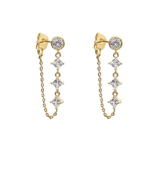 Gemstone Chain Drop Earrings