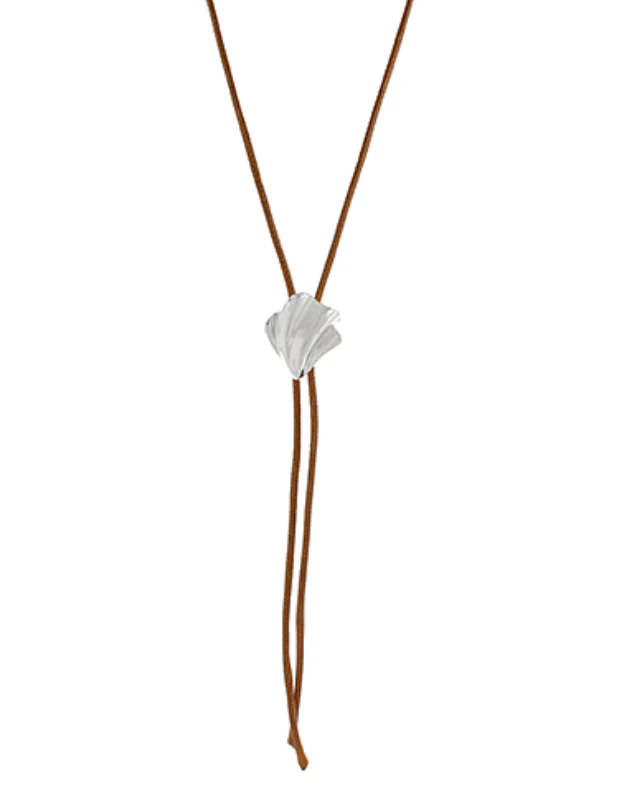 Geo Shell Pendant Bolo Cord Necklace - Image 2