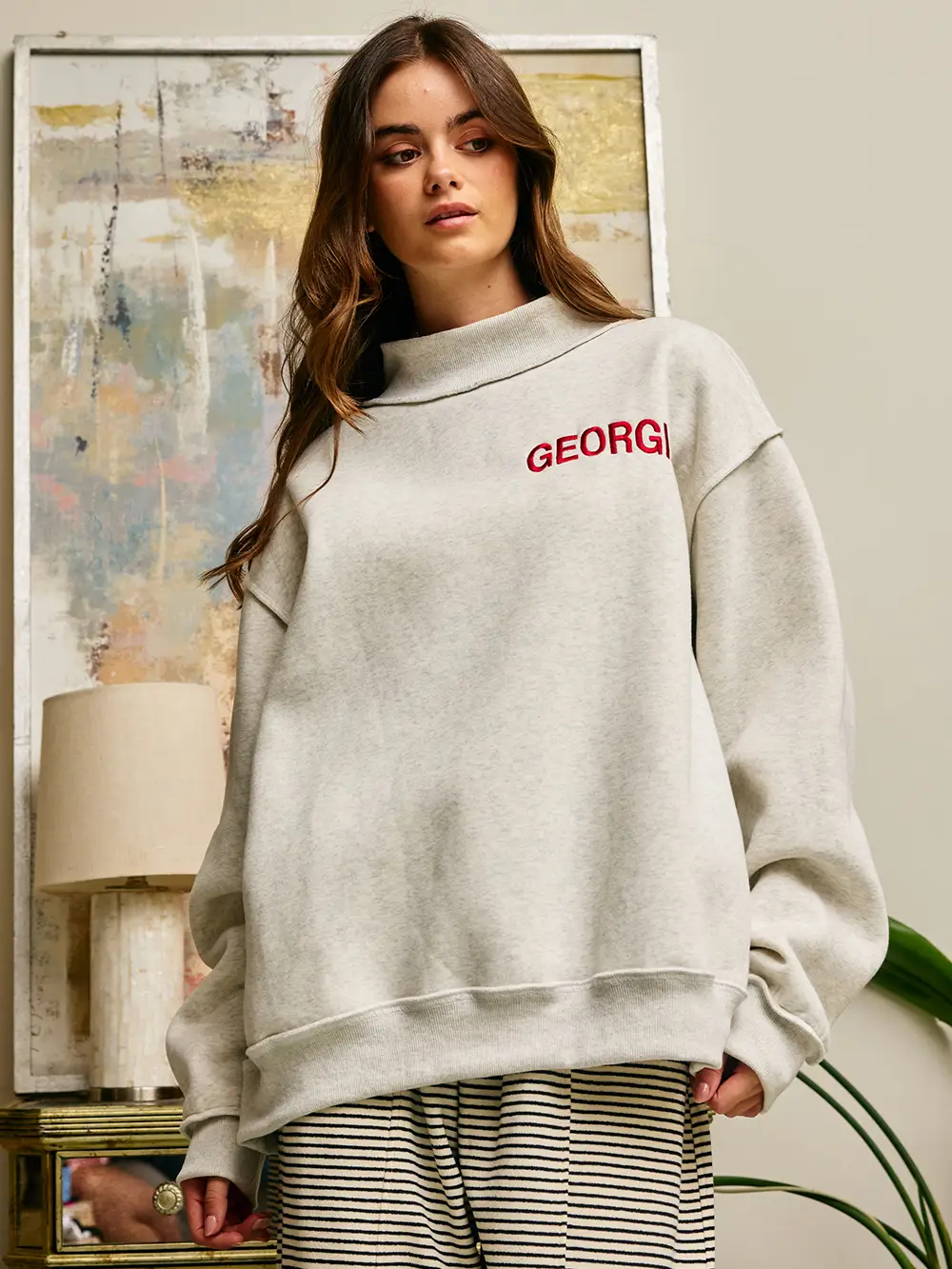 Georgia Embroidered Mock Neck