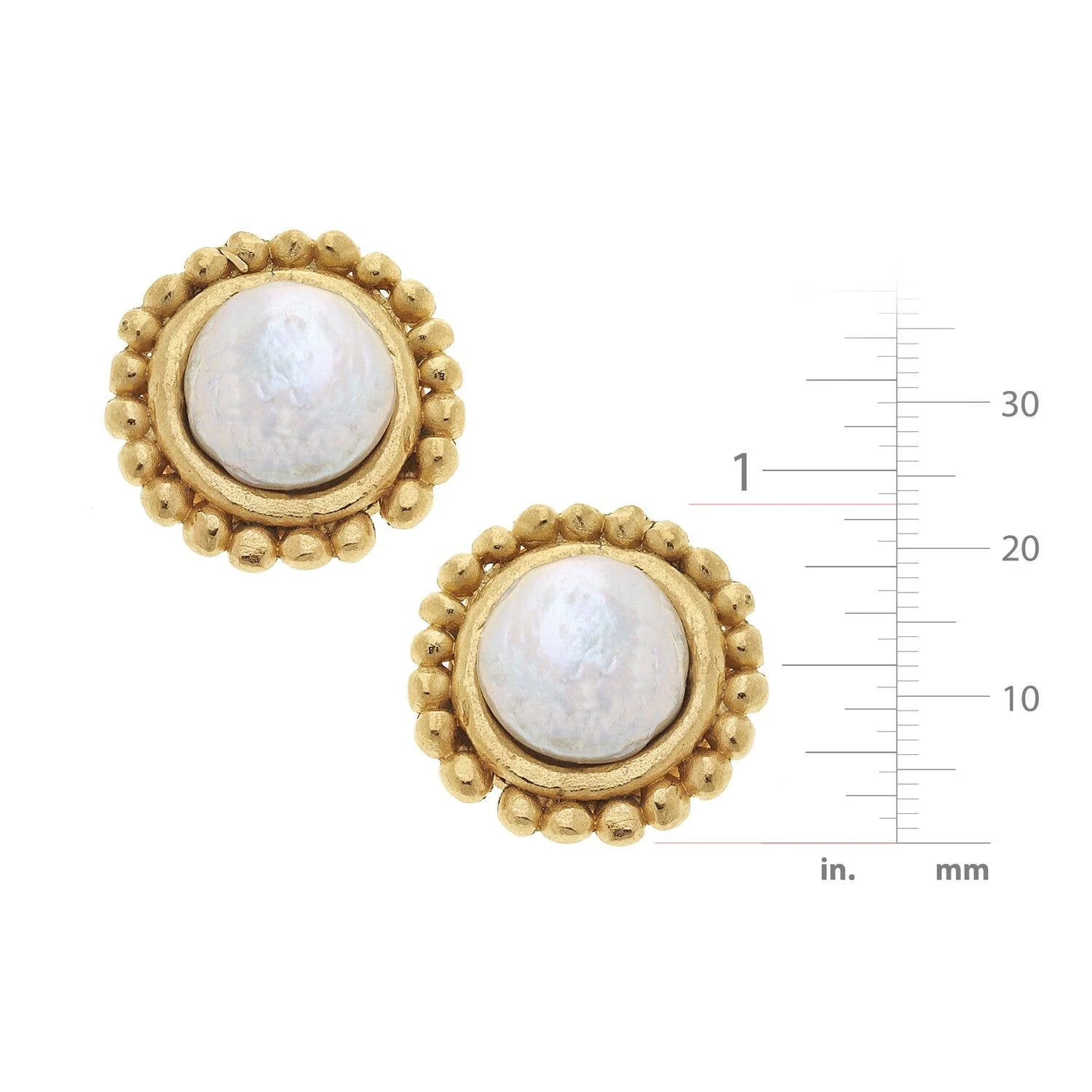 Gold with Coin Pearl Pierced Earrings - Image 2