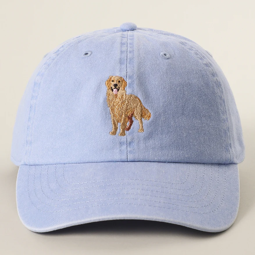 Golden Retriever Embroidered Pigment Dyed Baseball Cap - Image 4