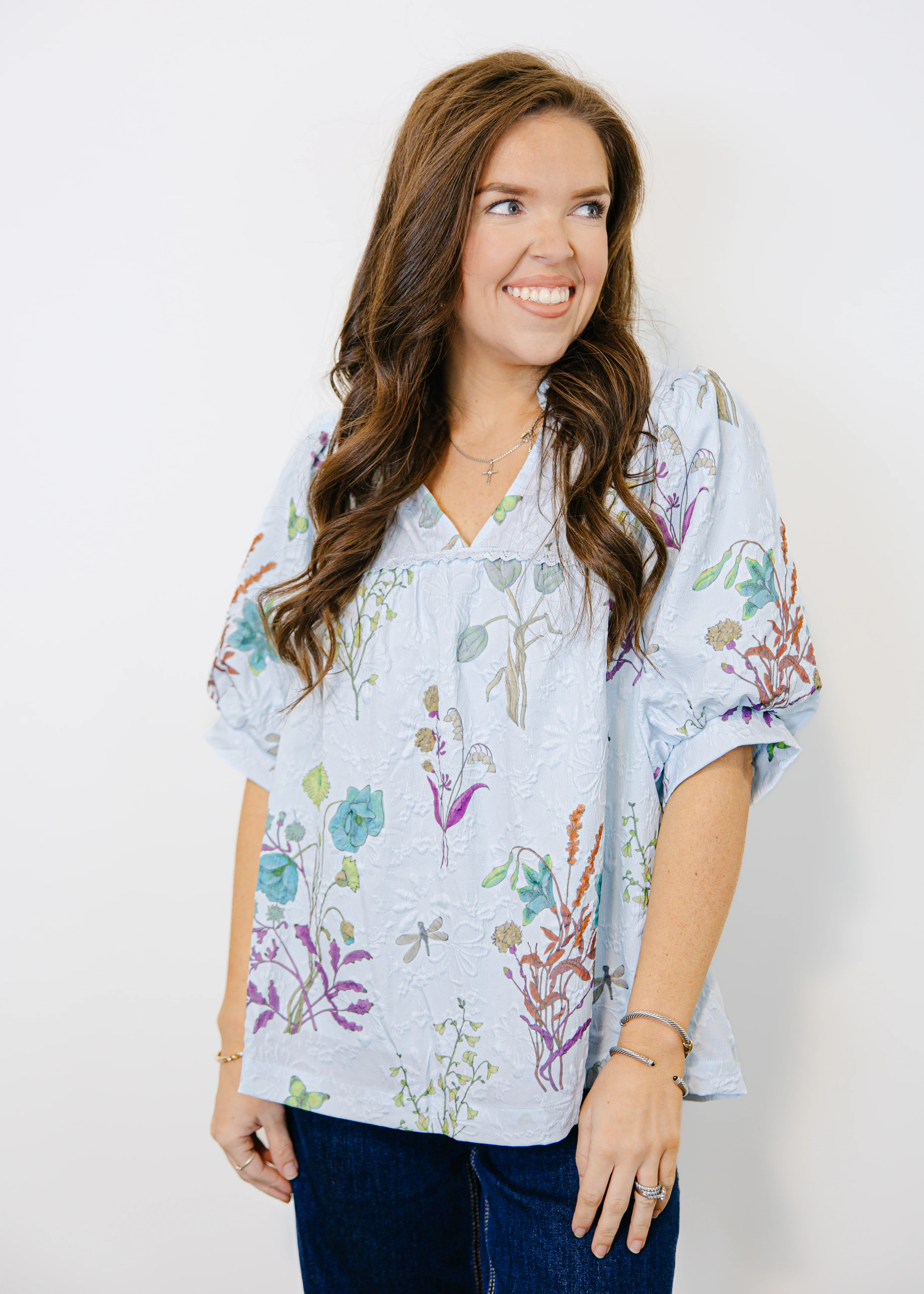 Lizzie Printed Puff Sleeve Top - Image 2