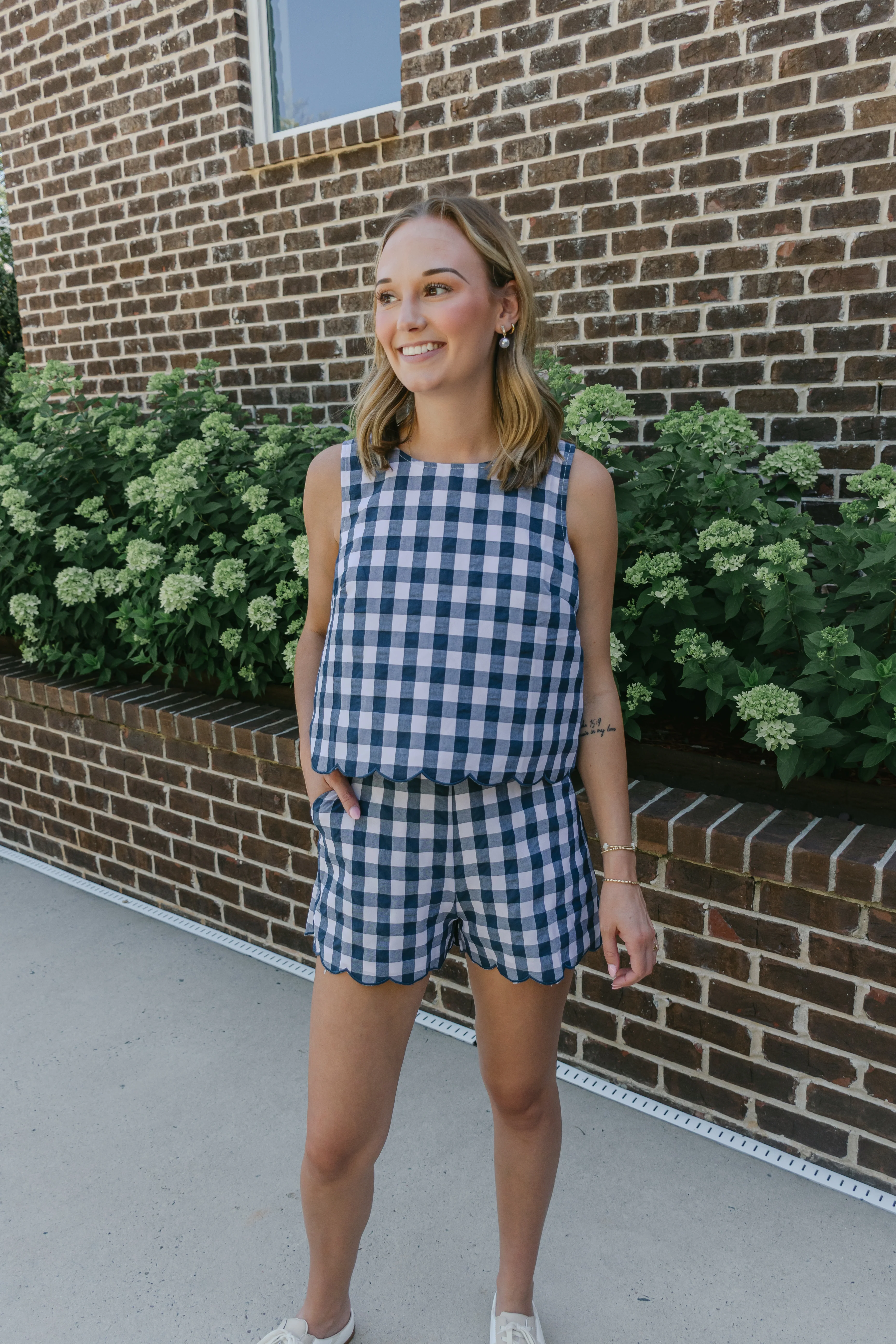Liana Gingham Scalloped Shorts - Image 2