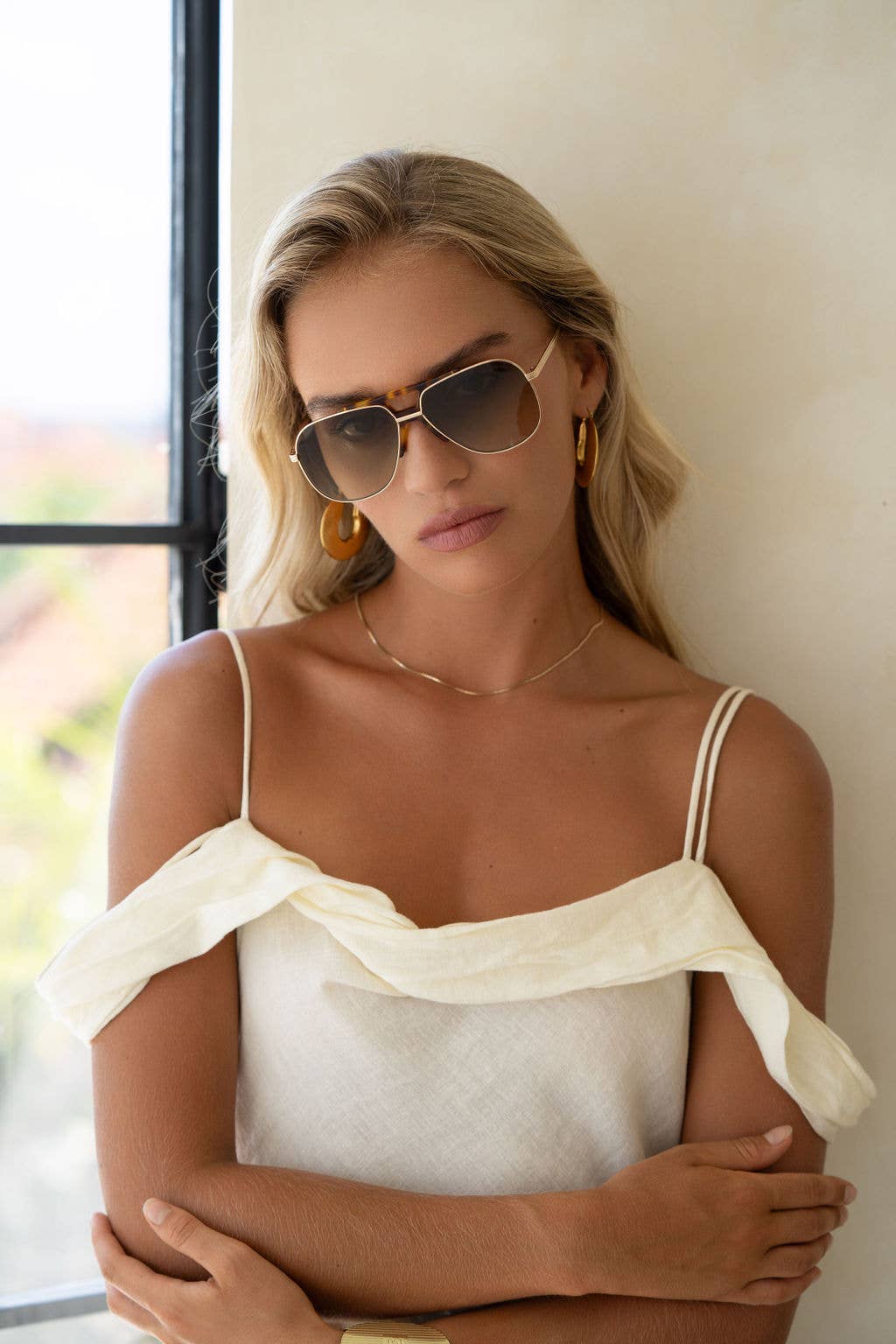 Logan Acetate Aviator Sunglasses - Gold | Fade Green - Image 4
