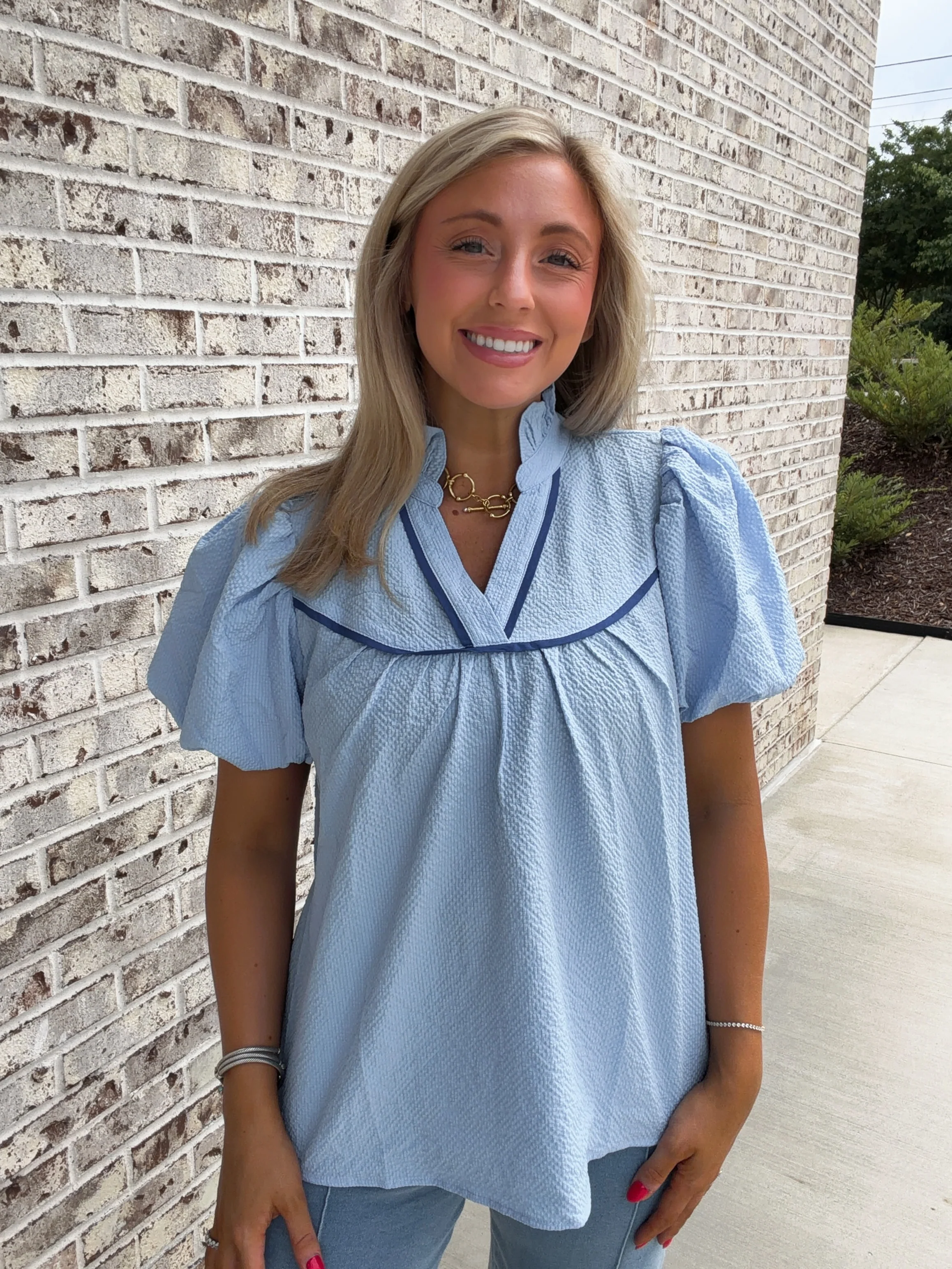 Lucia Contrast Trim Blouse - Image 7