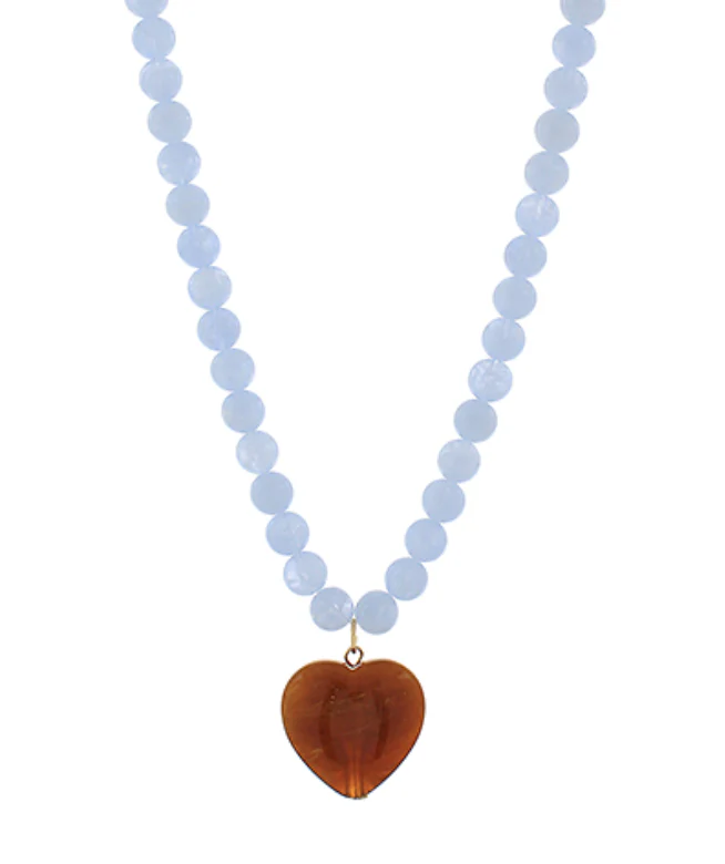 Marble Puffy Heart & Ball Necklace - Image 2